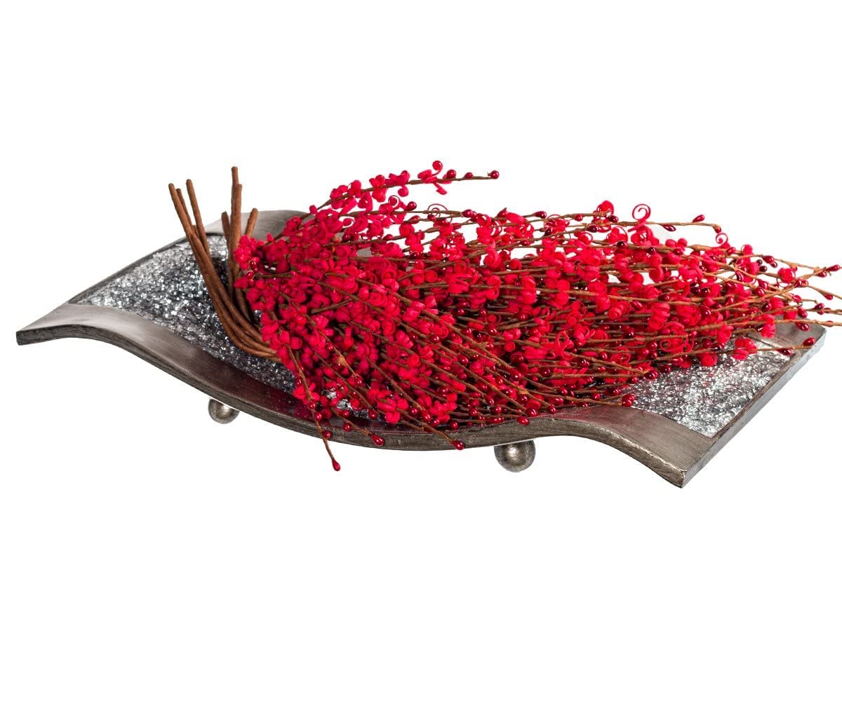 Creative Scents Schonwerk Silver Decorative Centerpiece Bowl with 6 Matching Resin Orbs - Elegant Coffee Table Decor for Living Room, Dining Room, and Home Decor - Perfect for Holiday Entertaining, Wedding Centerpieces, and Modern Interior Styling