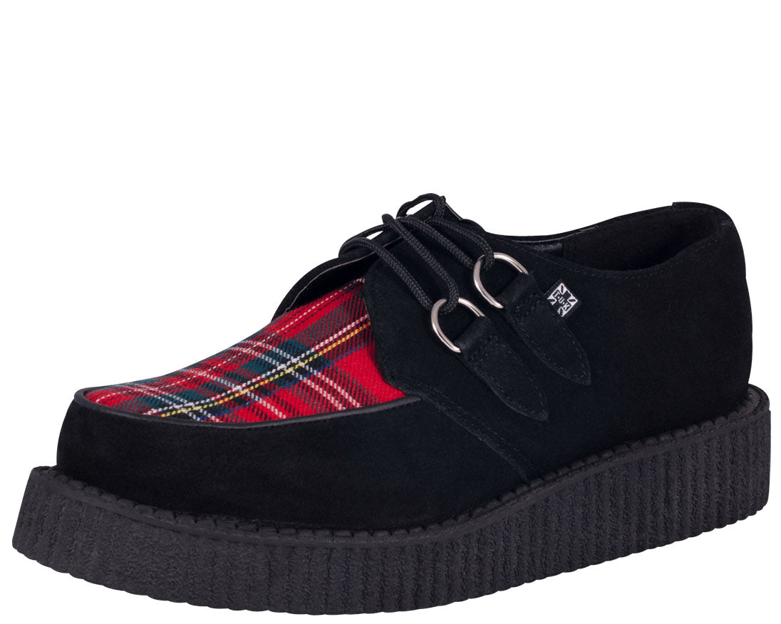 T.U.K Black & Tartan Rotten Low Creeper Shoes - Punk Rock Gothic Platform Sneakers for Women & Men | Perfect for Concerts, Nightclubs and Alternative Fashion Outfits