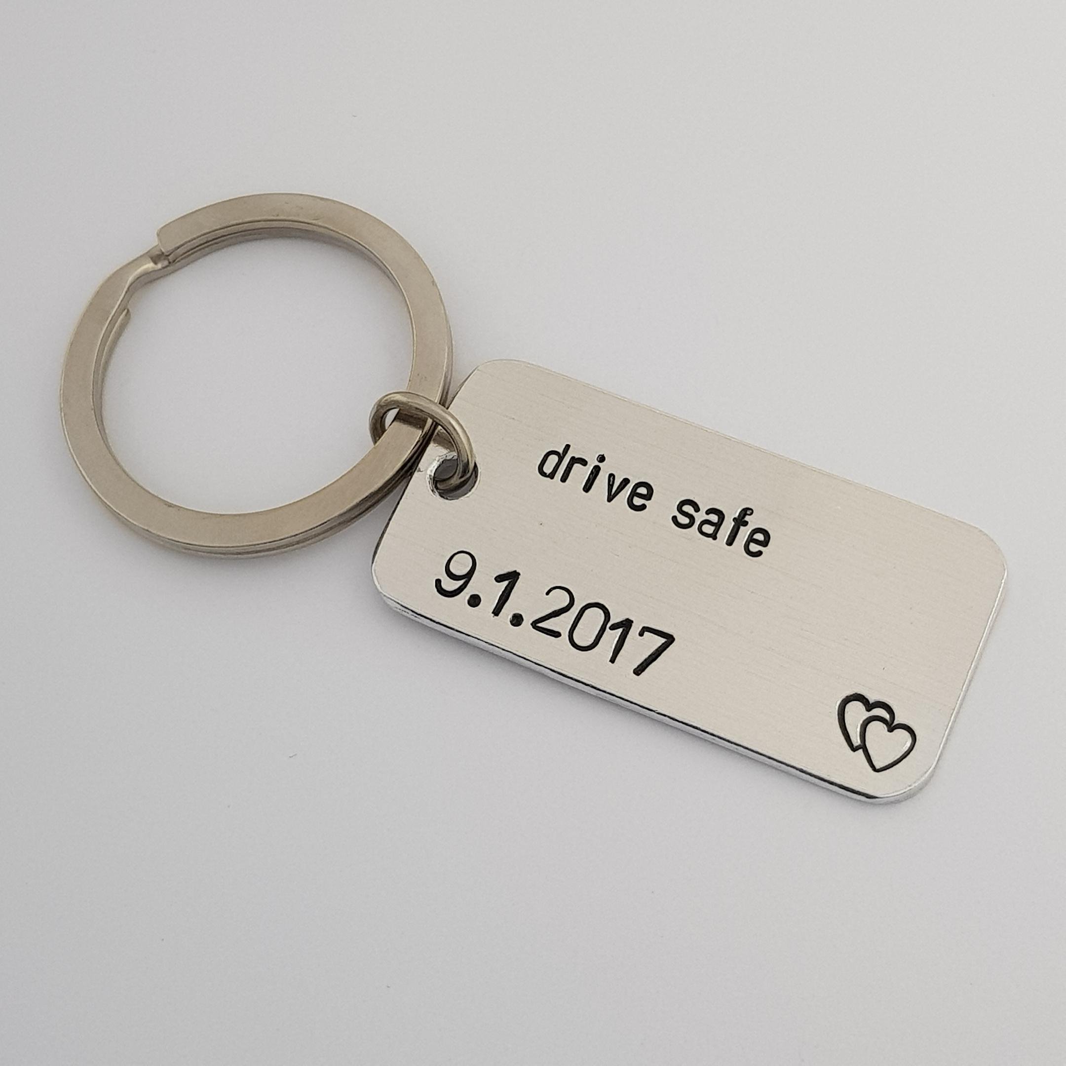 Personalized Drive Safe Keychain - Custom Date Engraved Anniversary Gift for Men, Truck & Taxi Drivers - Thoughtful New Driver Gift Idea for Safe Travels | Perfect for Birthdays, Christmas & Road Trip Souvenirs