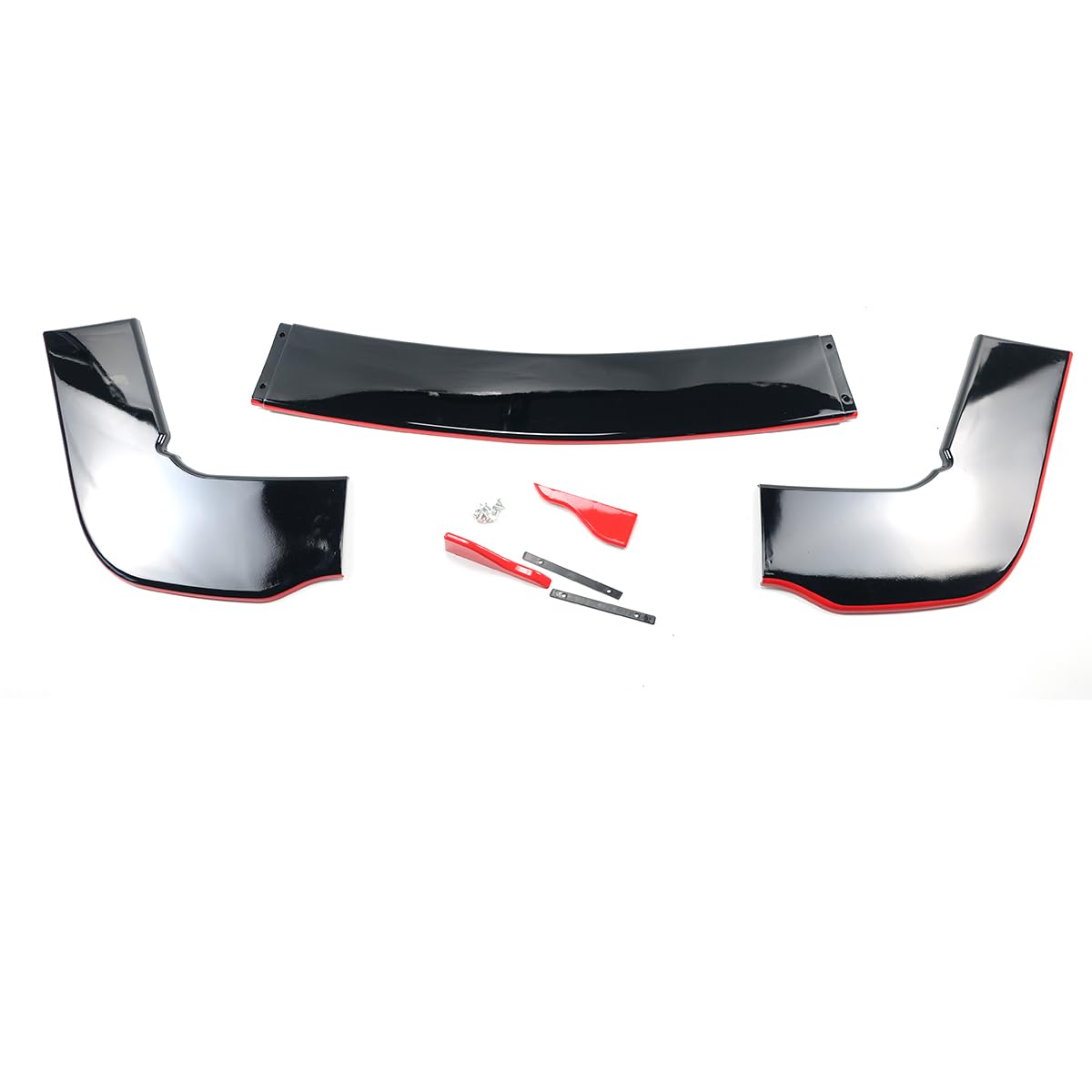 Glossy Black & Red Line Front Lip Splitter Spoiler Kit for Dodge Challenger SXT/SRT/Hellcat (2012-2022) - 3PC Bumper Lip Set - Aggressive Styling & Street Performance Upgrade