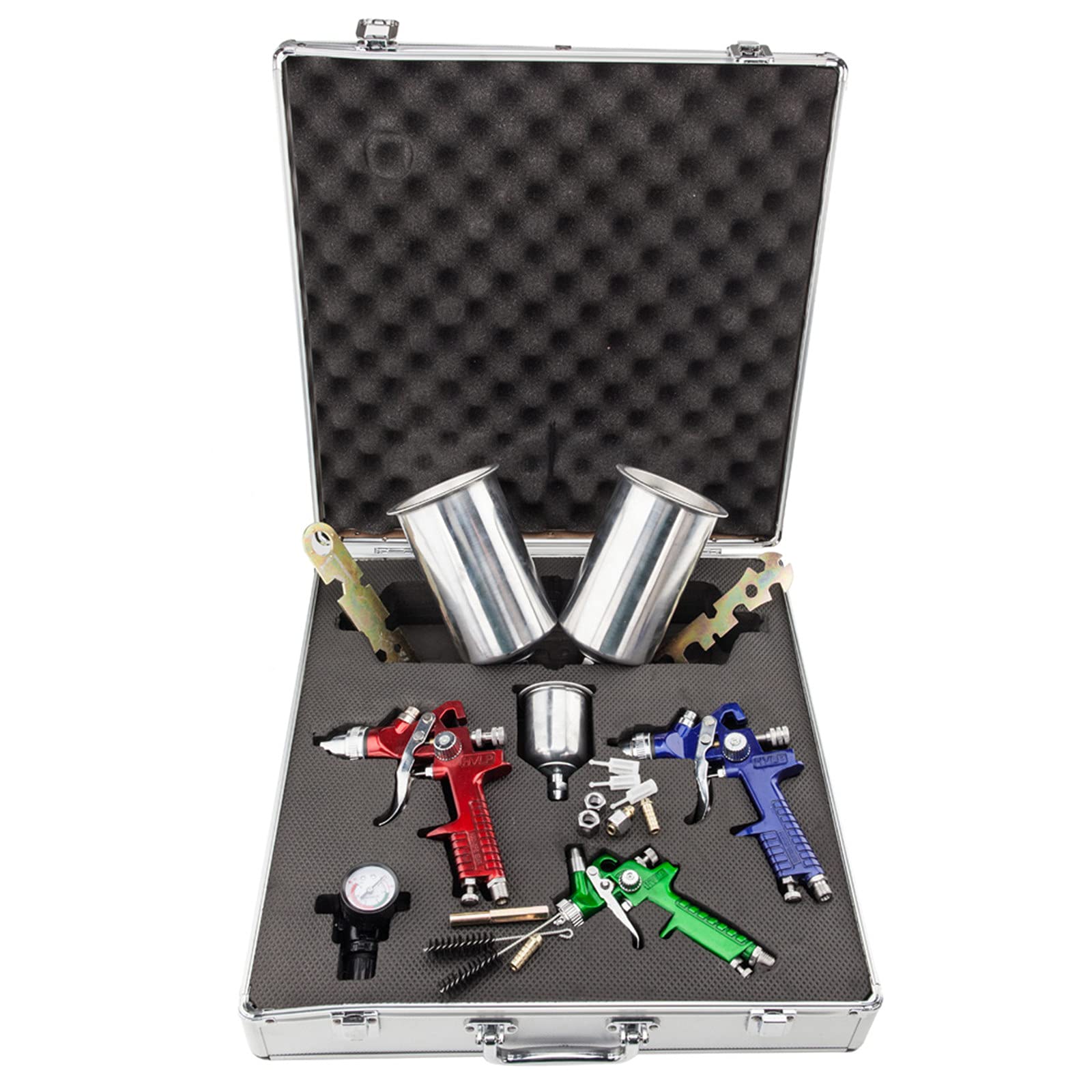 TRLEC GT4-LY Air Spray Gun Kit - Professional Auto Paint Gun for Basecoat & Clearcoat (Green, Red, Blue) - Perfect for Car Painting, DIY Auto Body Repair & Custom Projects