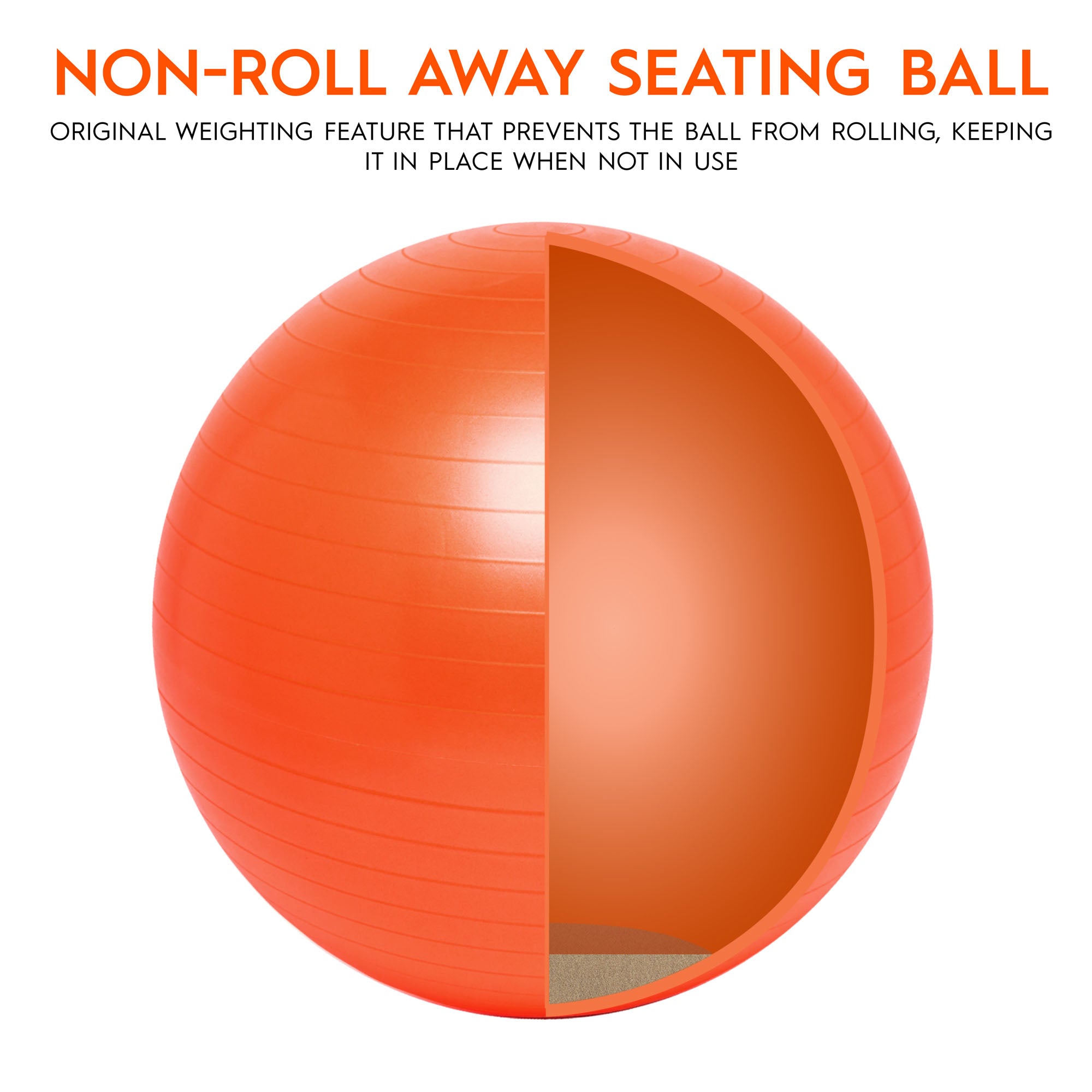Bouncyband 65cm Balance Ball Chair - Active Sitting for Kids & Adults, Ergonomic Stability Ball Seat for Home & Office, Orange - Perfect for ADHD, Yoga & Classroom Focus