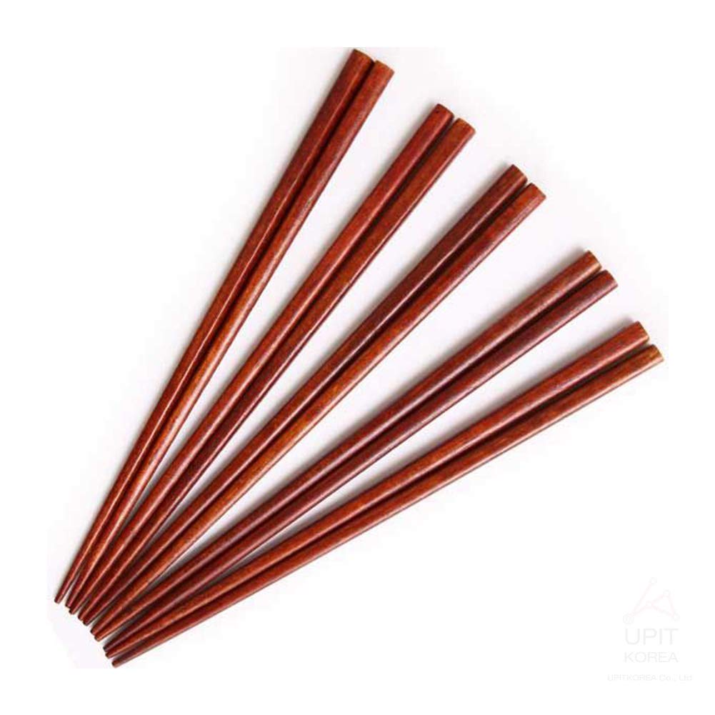 Premium UPIT Wooden Cooking Chopsticks - 5-Pair Set for Stir-Frying, Noodles & Asian Cuisine - Heat-Resistant Kitchen Utensils for Sauteing, Deep Frying & Serving Dishes