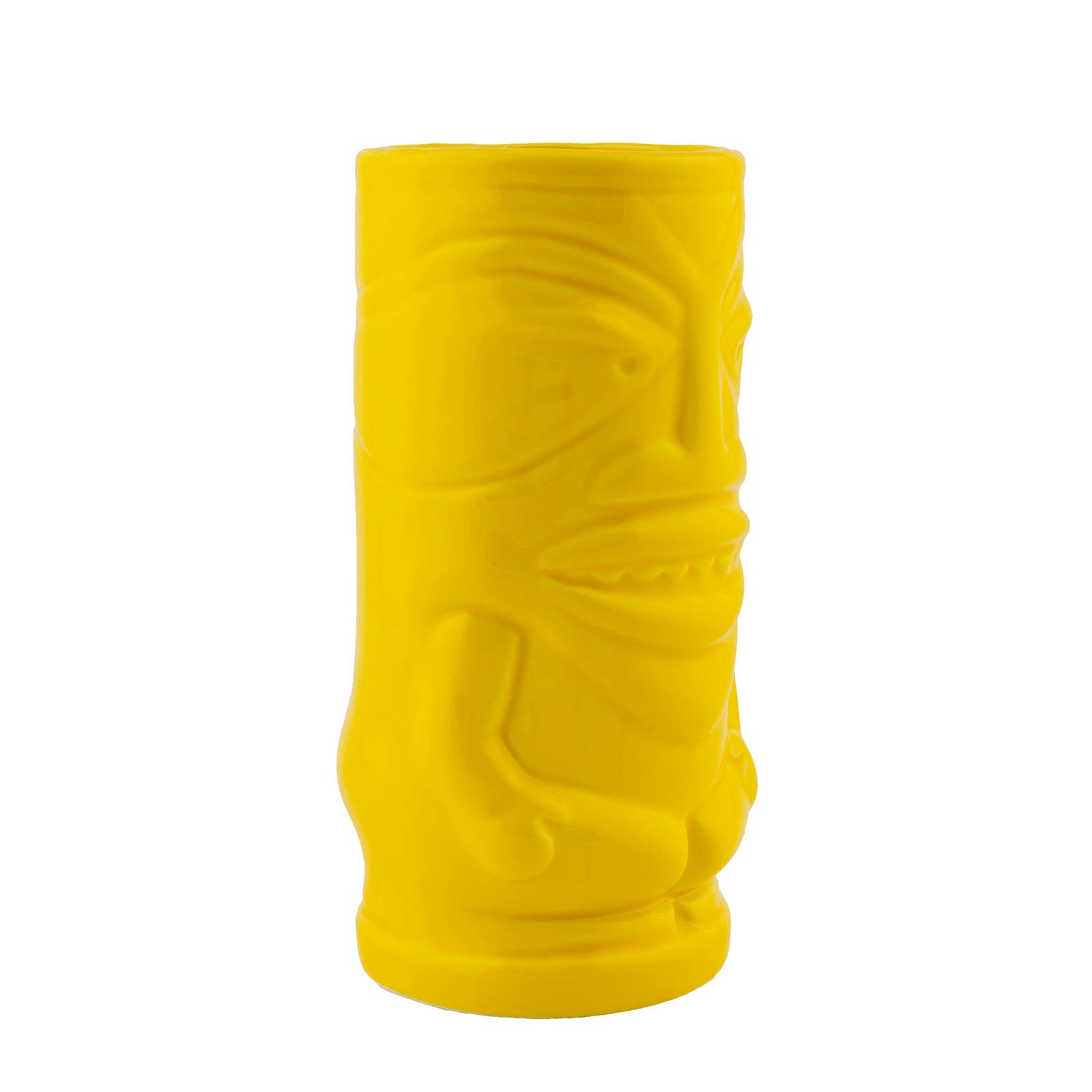 BarConic® 12 oz Tiki Cocktail Glasses - Set of 4 Yellow Tropical Themed Cups for Summer Parties, Luau Events & Beach-Themed Decor