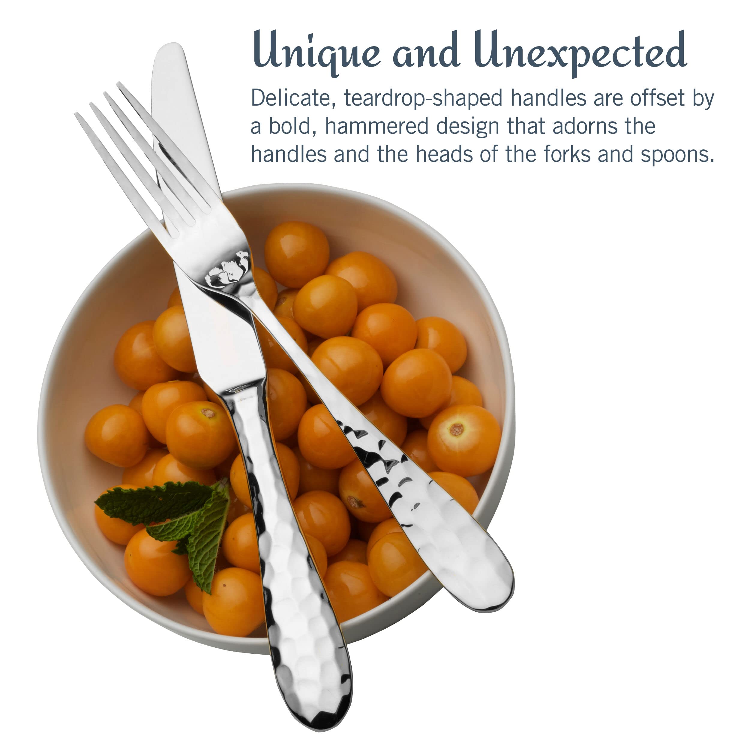 Premium Mikasa Lilah 45-Piece Flatware Set for 8 - 18/10 Stainless Steel Silverware with Serving Utensils | Elegant Dining, Dinner Parties & Formal Table Setting
