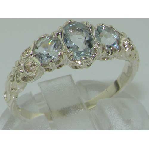 925 Sterling Silver Genuine Aquamarine Women's Anniversary Ring - Size 8 | Elegant Gift for Wife, Girlfriend, Mother's Day, Birthday & Special Occasions
