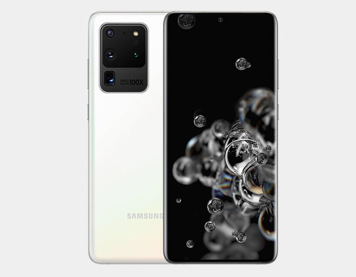 Samsung Galaxy S20 Ultra 5G Unlocked Smartphone (128GB ROM, 12GB RAM) - GSM Compatible, Cloud White | Perfect for Streaming, Gaming & Business Use