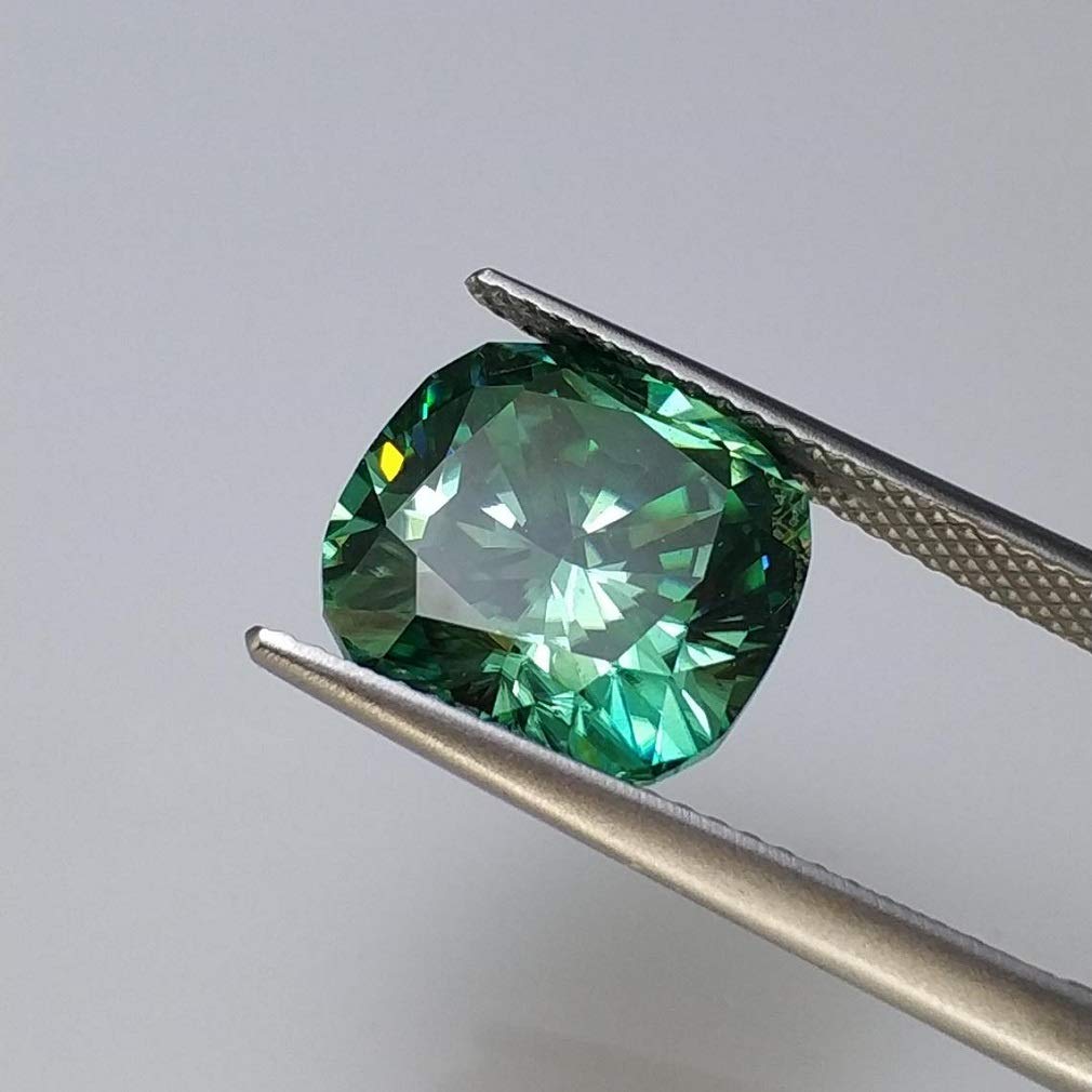 2.50CT Loose Green Moissanite Gemstone - VVS1 Clarity Cushion Cut for Vintage Rings, Jewelry & Watches | Perfect for Engagement Rings, Wedding Bands & Luxury Jewelry Making