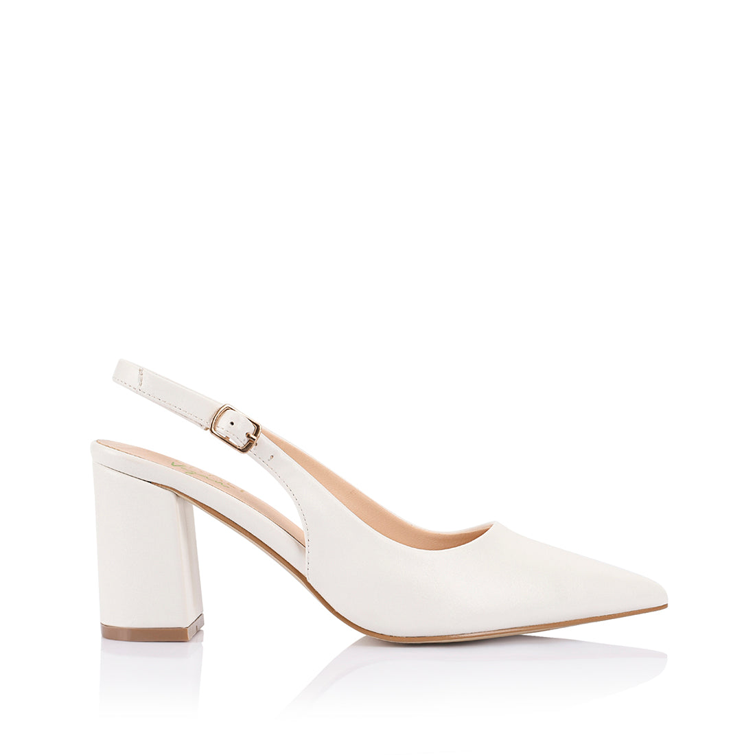 Elio Slingback Block Heels for Women - Comfortable Chunky Heel Sandals in Chalk White | Perfect for Summer, Office Wear & Casual Outings