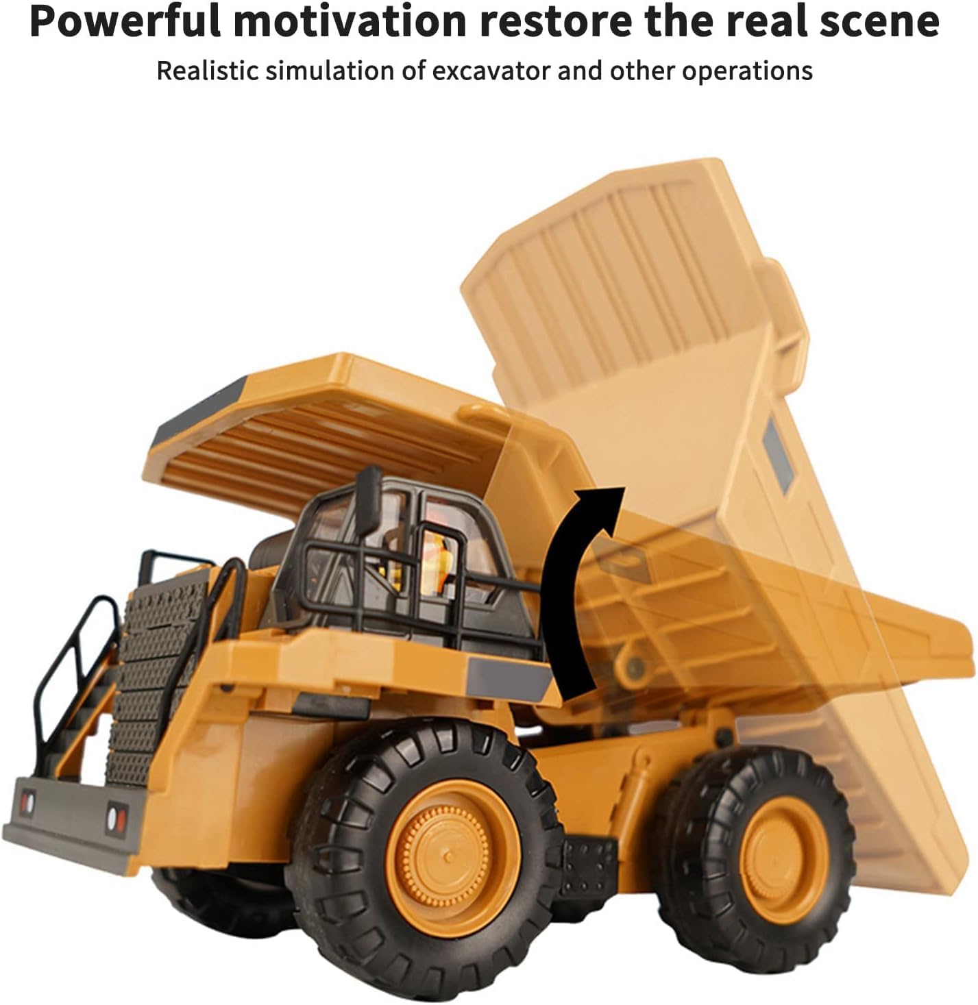KAHUMBO 9-Channel Remote Control Construction Dump Truck Toy with Rechargeable Battery, Metal Body & Light/Sound Effects - RC Dump Truck for Kids Ages 3+ (Multicolor) | Perfect for Indoor Play, Construction-Themed Parties & STEM Learning