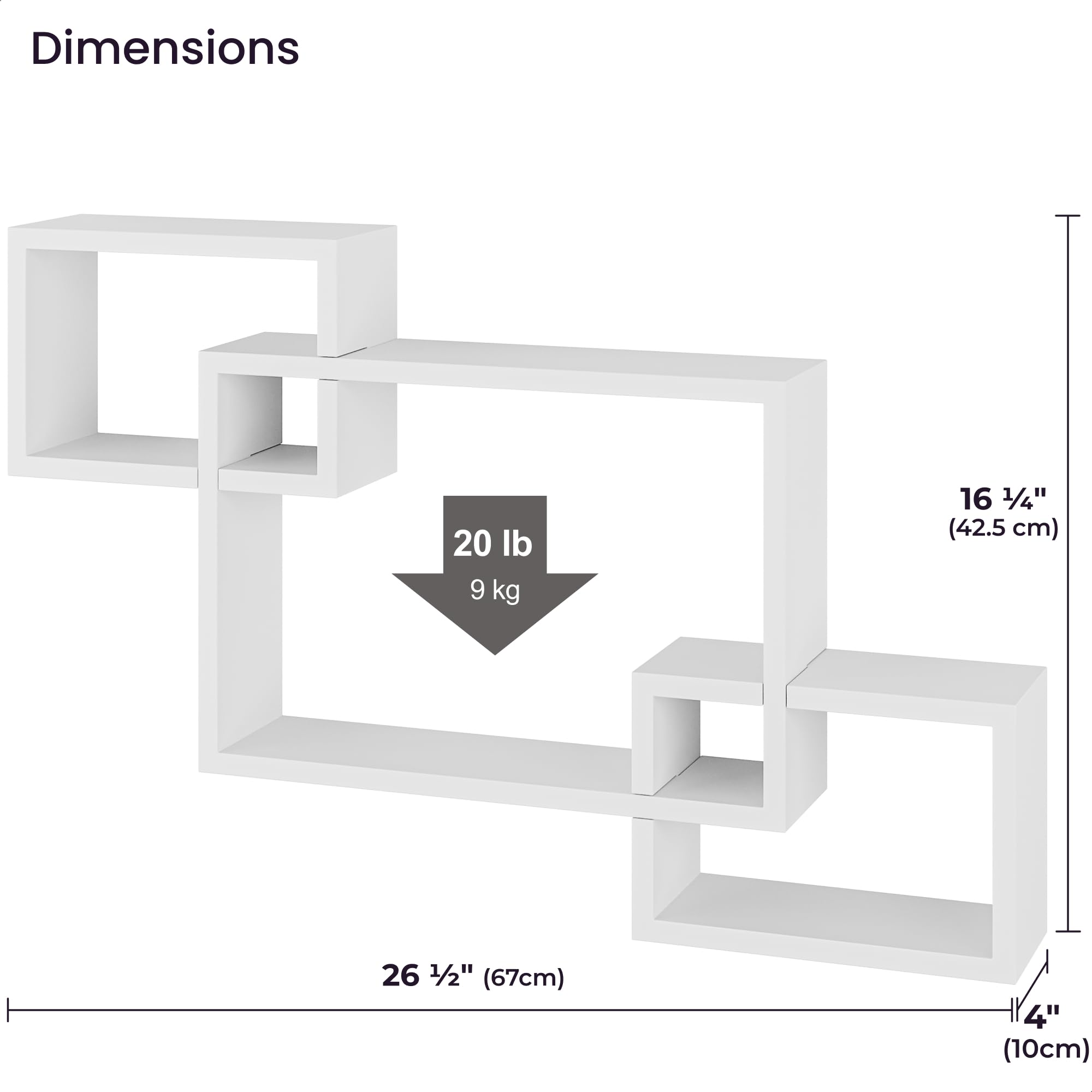 Ballucci Wooden Floating Wall Shelves - Interweave Design for Horizontal & Vertical Display, 26