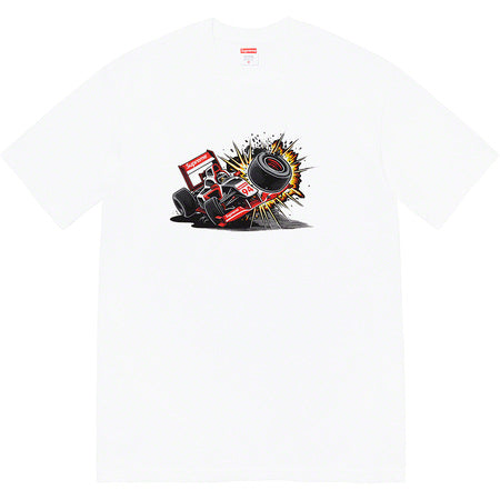 Supreme Crash Graphic T-Shirt for Men - White Cotton Short Sleeve Tee - Streetwear Fashion & Casual Wear