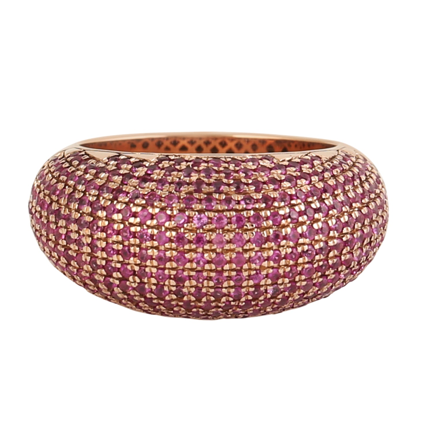 18k Rose Gold Micro Pave Pink Sapphire Band Ring for Women - Elegant Jewelry Gift for Anniversary, Valentine's Day & Special Occasions