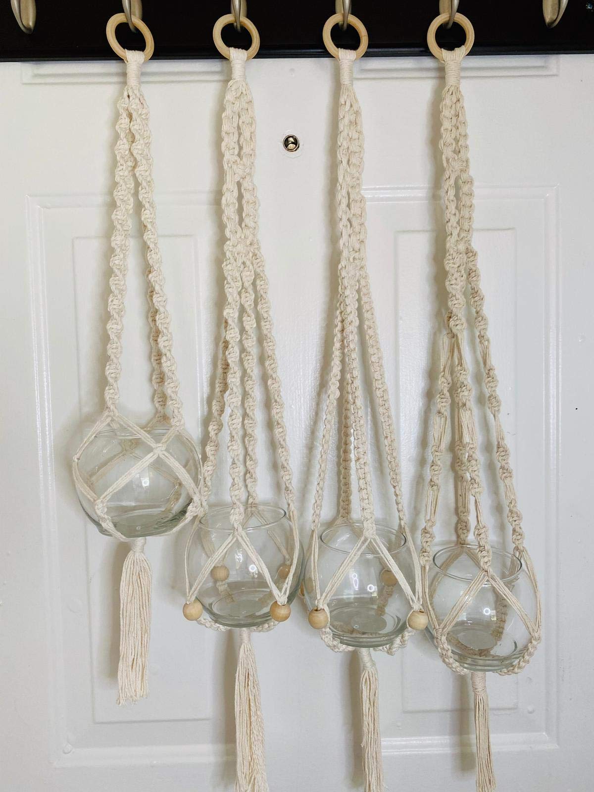 Handmade Macrame Plant Hanger for Indoor & Outdoor Decor - Boho Wall Hanging Planter for Home, Garden, Balcony, and Patio