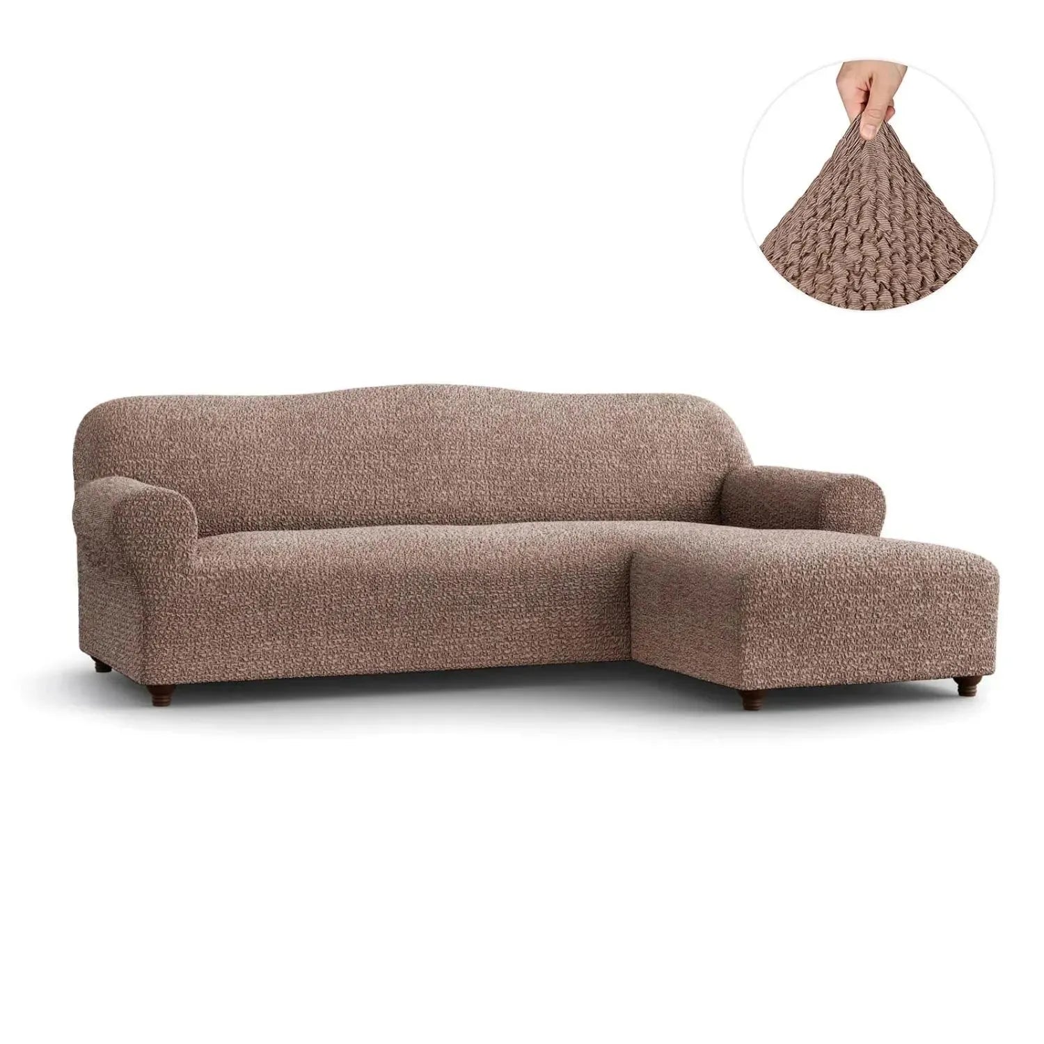 L Shaped Sofa Slipcover with Right Chaise - Mille Righe Collection Stretchable Furniture Protector for Living Room, Family Room & Home Theater