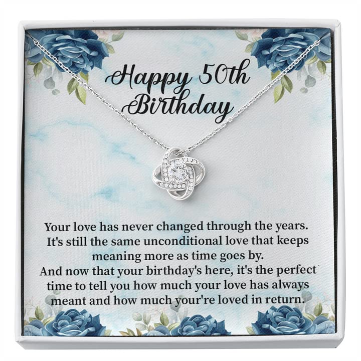 Love Knot Necklace with Birthday Message Card - Elegant Jewelry Gift for Her, Anniversary, Valentine's Day - Perfect for Romantic Occasions & Special Celebrations