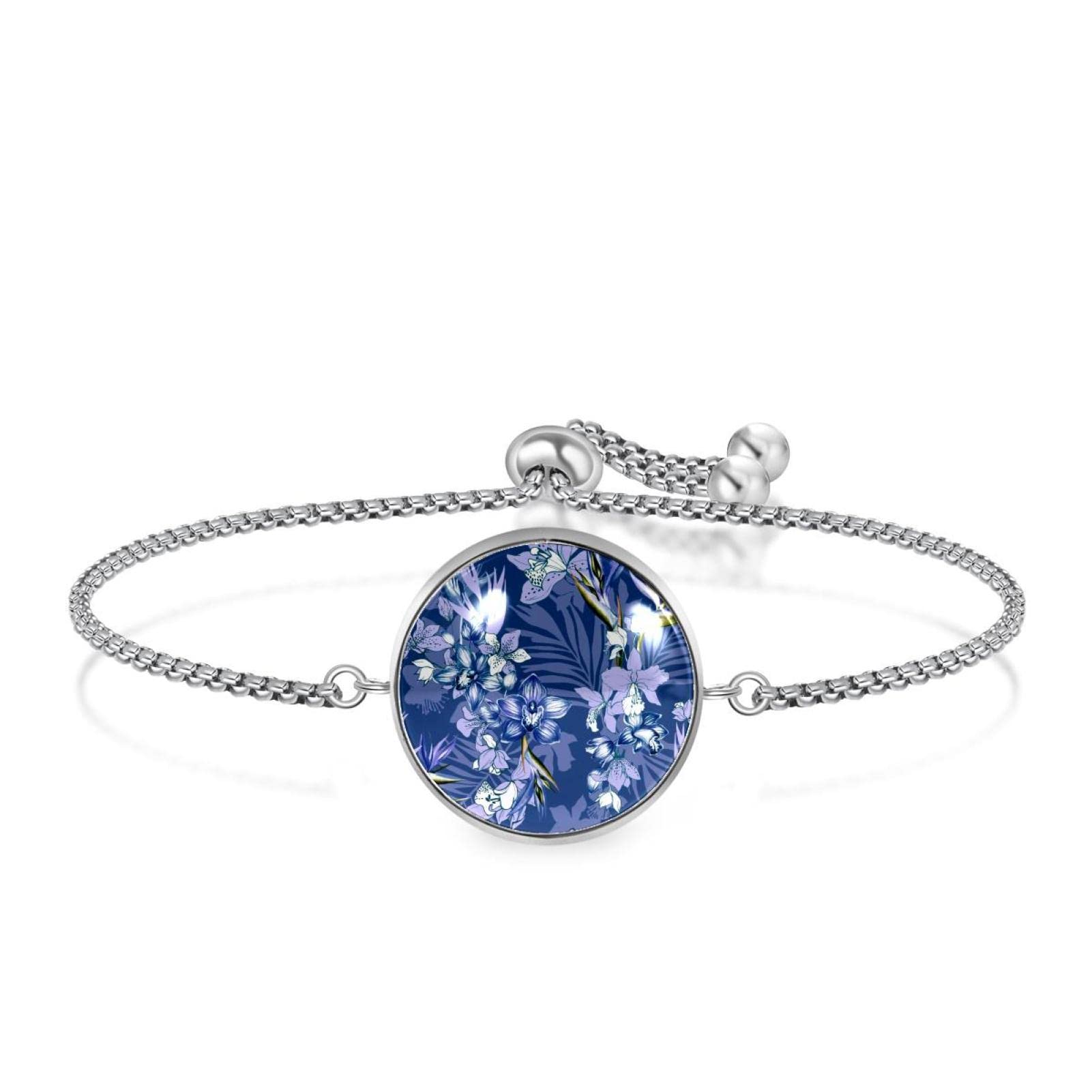Adjustable Chain Bracelet for Women - Trendy Charcoal Botanical Floral Jewelry - Perfect Birthday, Christmas & Friendship Gifts - Ideal for Parties, Date Nights & Everyday Wear