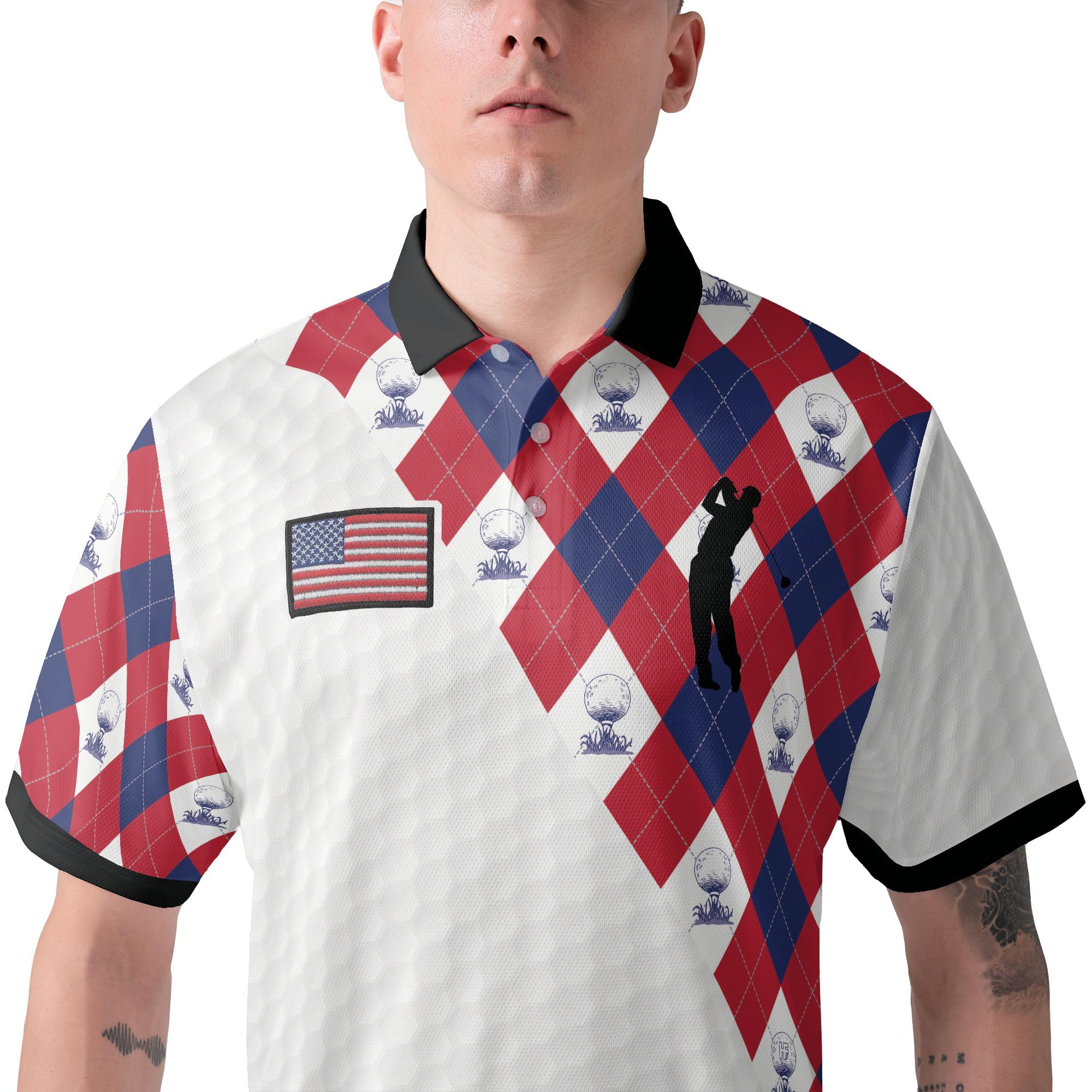 HYPERFAVOR Patriotic Golf Shirts for Men - American Flag Polo Shirts, Short Sleeve Performance Golf Shirt for Men - Perfect for Golf Tournaments, 4th of July Celebrations & Patriotic Events