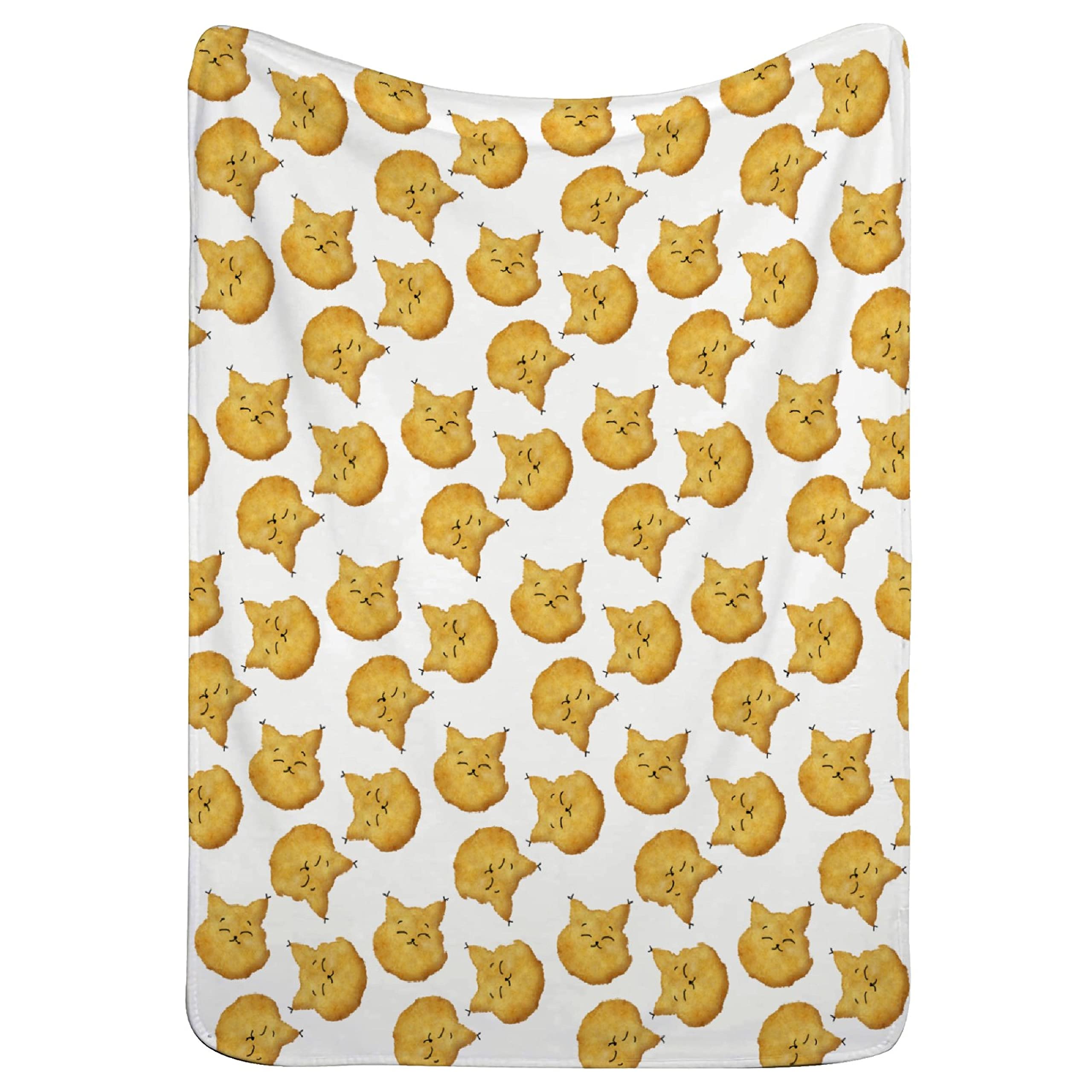 NIUJINMALI Fox Chicken Nugget White Soft Flannel Throw Blanket - Ultra Cozy Fleece Blanket for Bed, Sofa & Travel - Lightweight Air Conditioning Quilt - XL 120