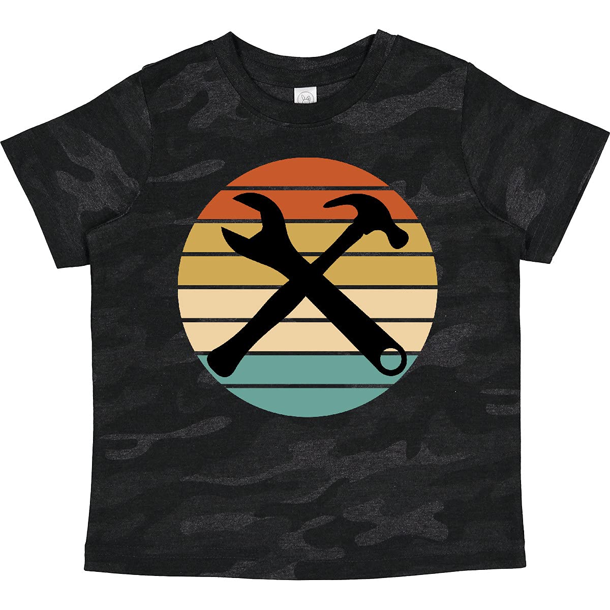 Inktastic Construction Tools Retro Sunset Toddler T-Shirt - Cute Vintage Graphic Tee for Boys & Girls - Soft Cotton Kids Shirt for Playdates, Daycare & Family Outings