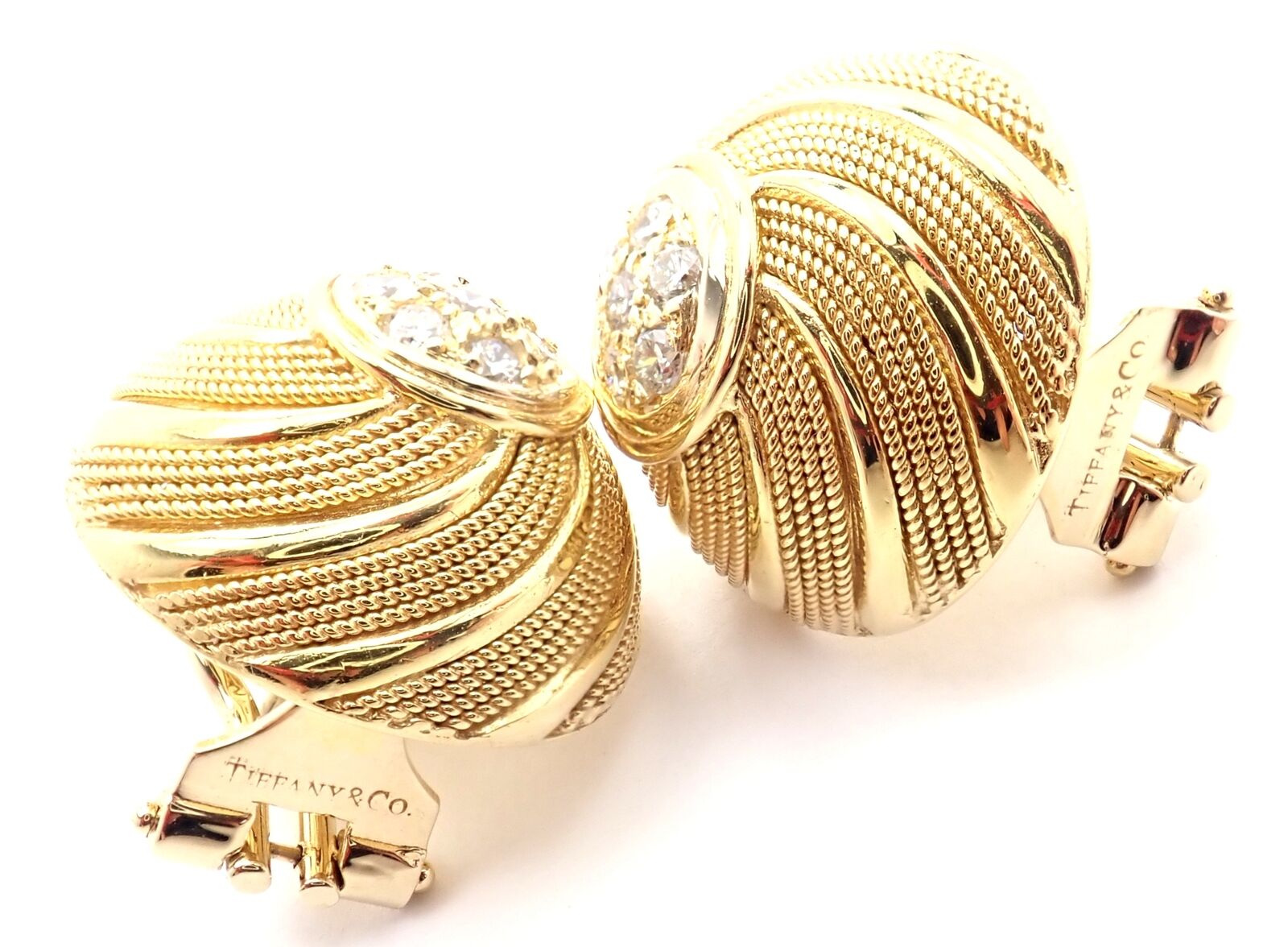Authentic Tiffany & Co 18k Yellow Gold Diamond Earrings - Luxury Gift for Women, Anniversary & Special Occasions
