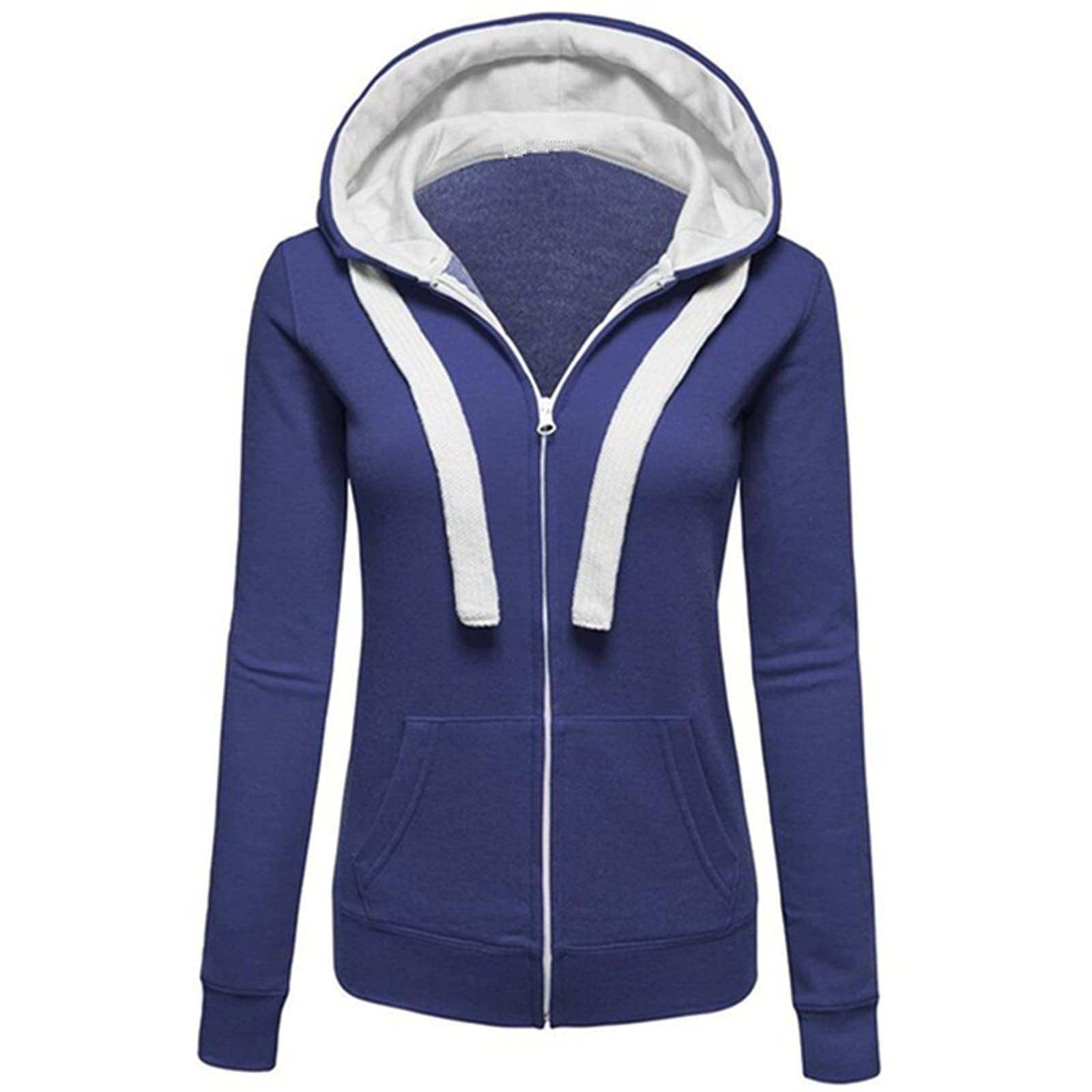 Women's Lightweight Hooded Jacket - Winter & Fall Long Sleeve Coat with Pockets, Solid Color Outerwear for Casual Wear, Outdoor Activities & Travel