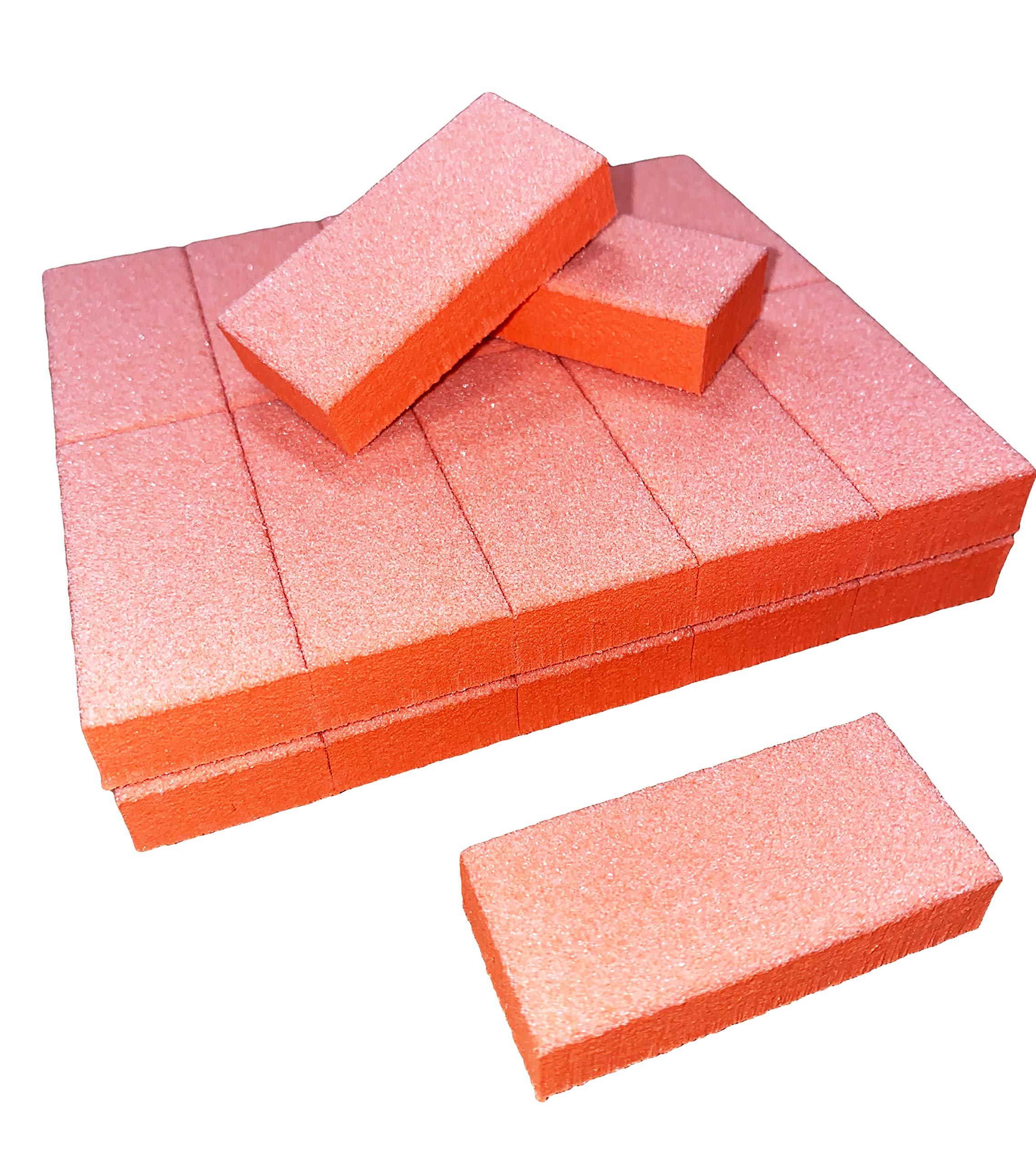 PrettyClaw | 25pc Mini Disposable Nail Buffer Blocks - 80/80 Grit Buffing & Sanding Nail Files - 2 Sided Orange/White for Professional Manicure & Nail Care - Perfect for Home, Salon & Travel Use