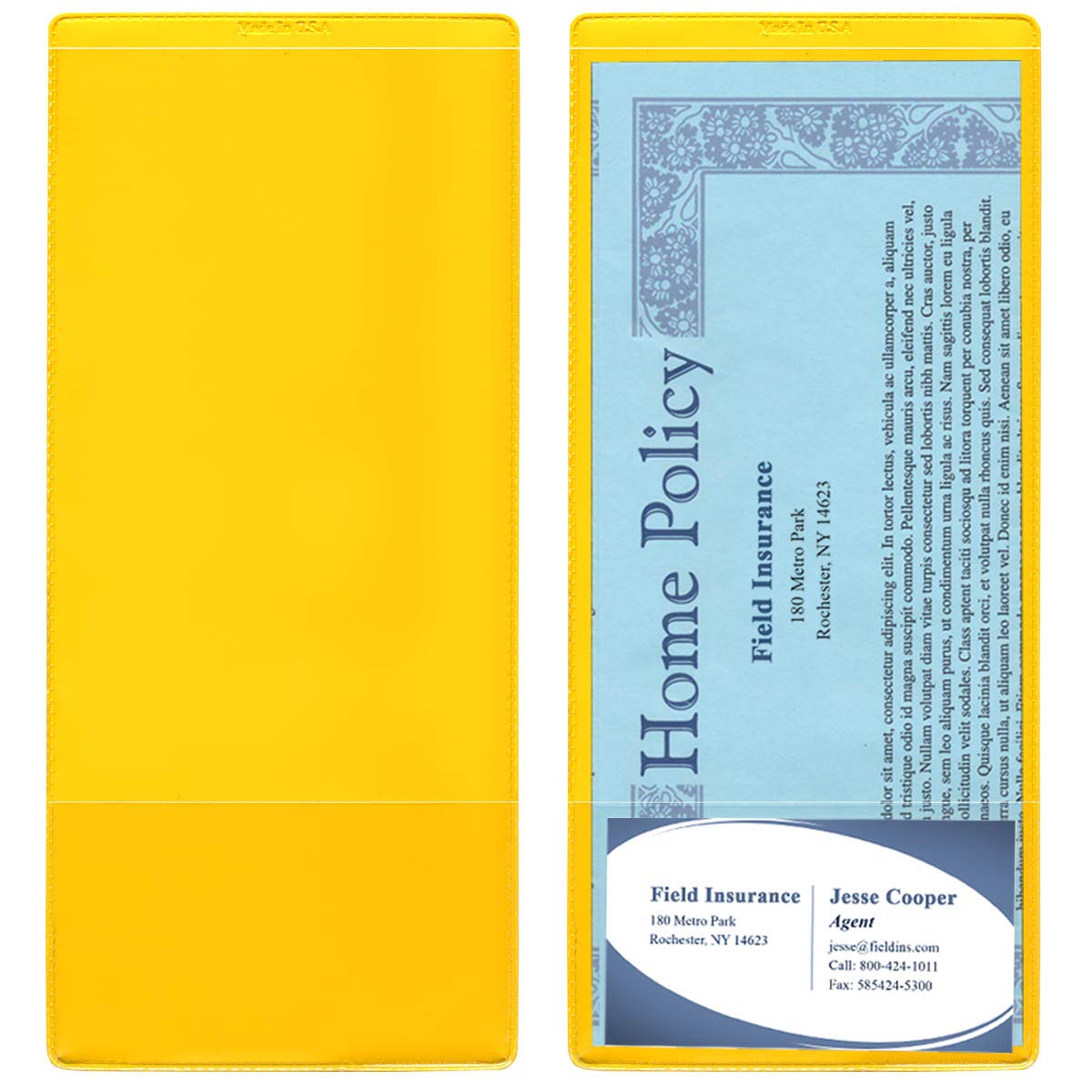 StoreSMART - 100 Pack Yellow Plastic Policy Holders with Business Card Pocket - Letter Size (8.5 x 11 inches) - Perfect for Office Organization, Insurance Documents & File Management - INS30-Y-100