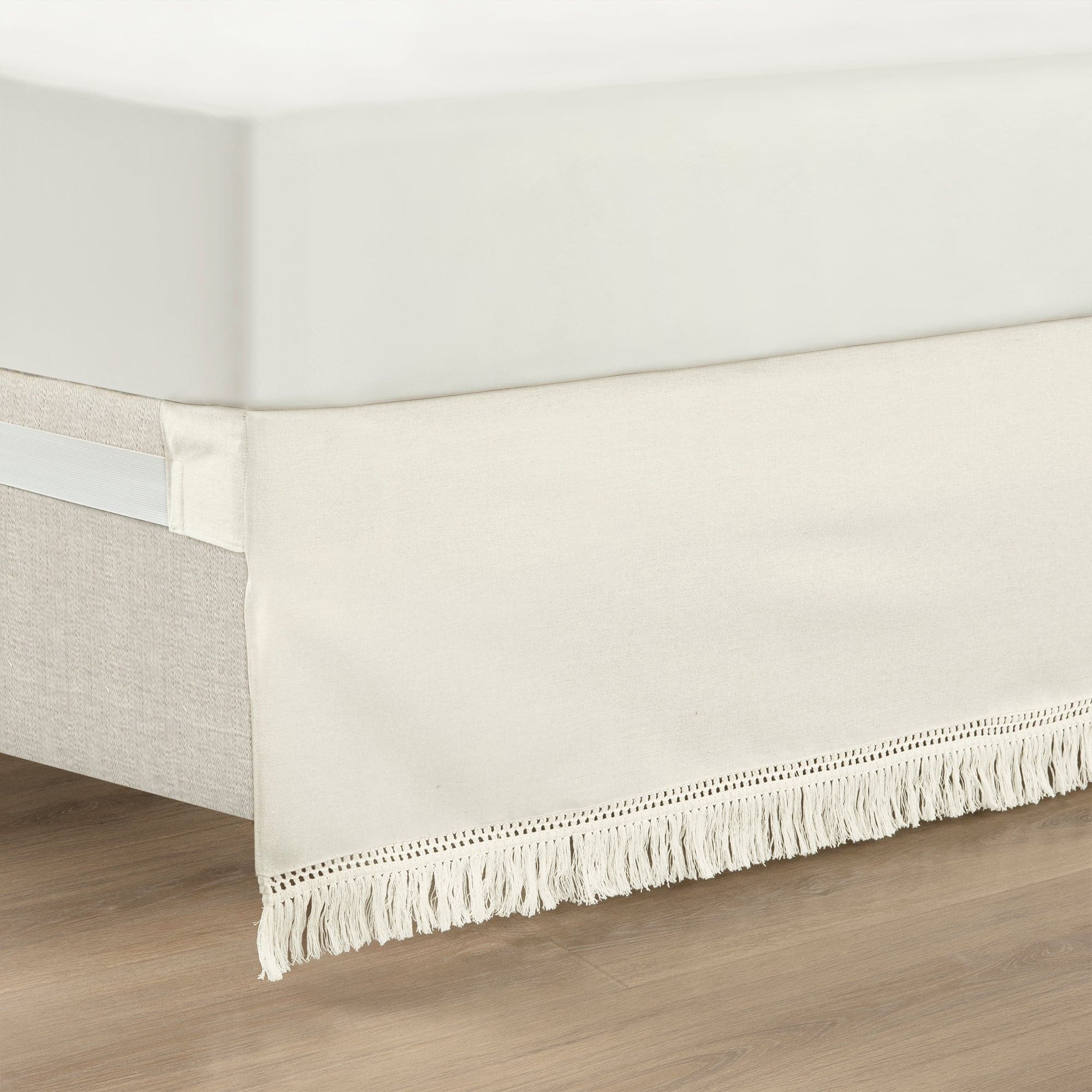 Boho Fringe 15 Inch Tailored Drop Easy Fit Bed Skirt - Stylish & Comfortable Bedroom Decor for Boho Chic, Farmhouse & Modern Homes