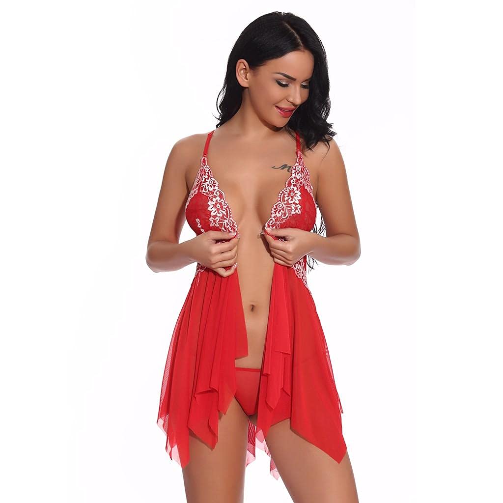 Masbird Women's Sexy Lace Babydoll Lingerie Set - Plus Size Naughty Nightwear for Valentine's & Romantic Nights - Perfect for Boudoir Photography & Special Occasions