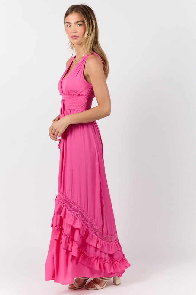 Lucky To Have You Pink Sleeveless Maxi Dress - Women's Flowy Summer Beach Dress for Vacation, Date Night & Special Occasions