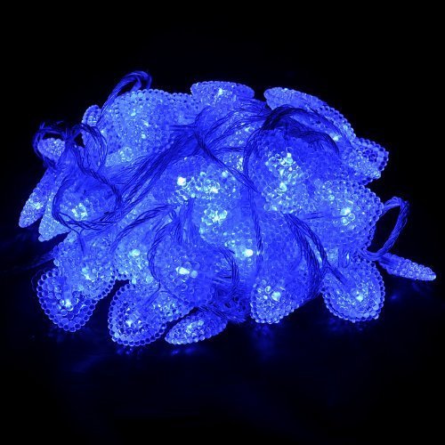 30 LED Solar Heart String Lights - 20ft Waterproof Outdoor Fairy Lights with 8 Modes for Wedding, Party, Garden & Patio Decor | Romantic Blue Atmosphere Lighting for Backyard, Balcony & Special Events
