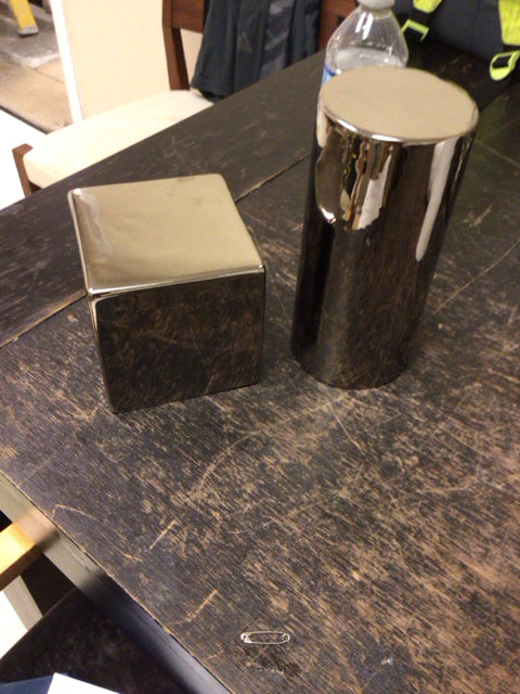 Elegant Brown Metallic Ceramic Shape Decor Pair - Modern Home & Office Decoration for Shelves, Tables, and Desks
