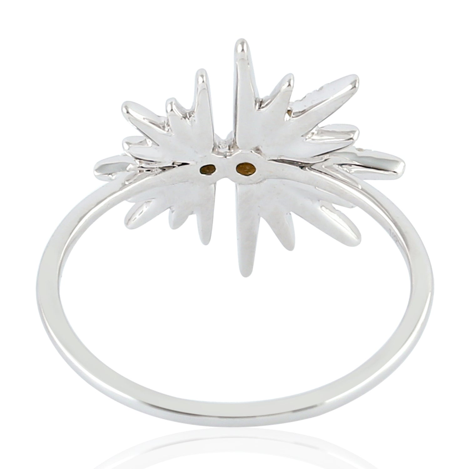 18K White Gold Pave Diamond Handmade Starburst Ring for Women - Elegant Wedding, Engagement, Anniversary Gift - Perfect for Special Occasions & Evening Events