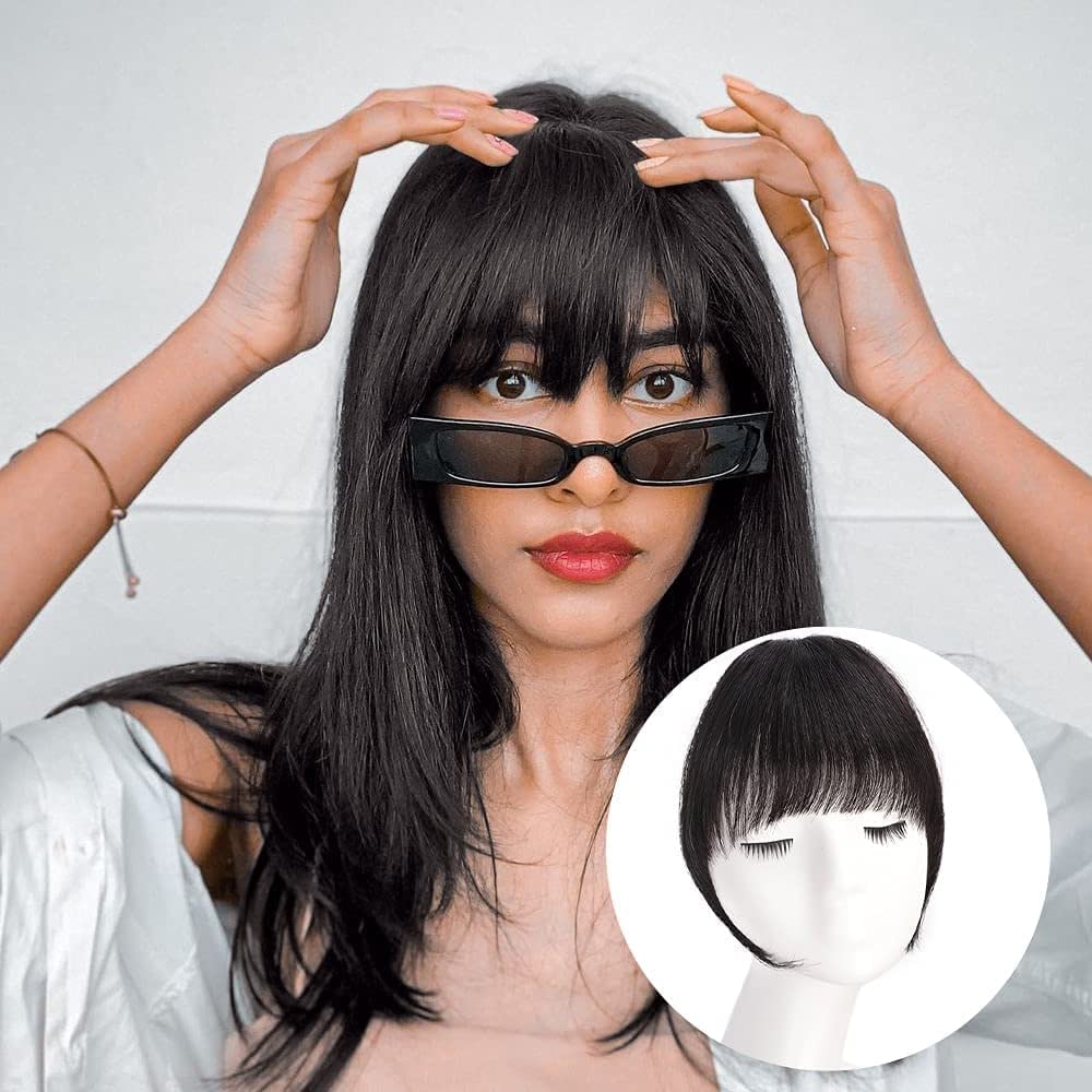 Natural Color Clip-On Fringe Bangs for Women - Easy-to-Use Front Hair Extensions for Instant Volume & Style | Perfect for Cosplay, Daily Wear & Costume Parties