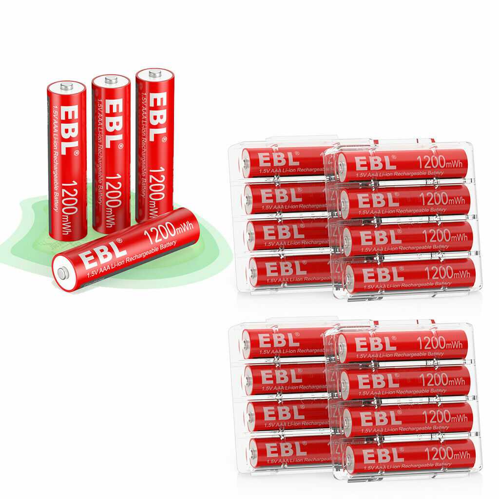 EBL 1.5V AAA Rechargeable Lithium Ion Batteries 1200mWh - Long Lasting Power for Cameras, Flashlights, Toys & Electronic Devices