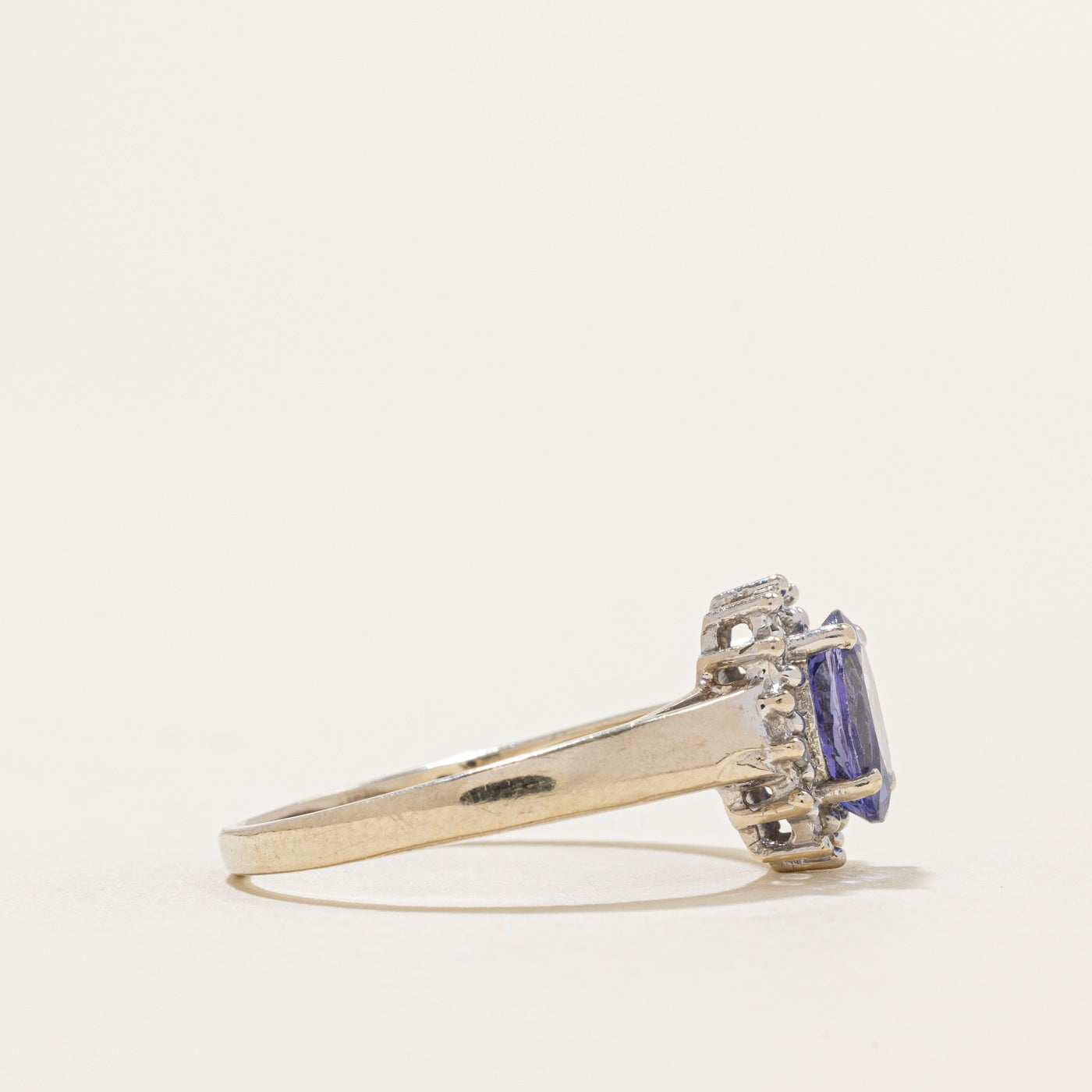 1.00ct Oval Cut Tanzanite & 0.05ctw Diamond Petal Ring - Size 7.75 | Elegant Engagement & Anniversary Jewelry Gift for Women