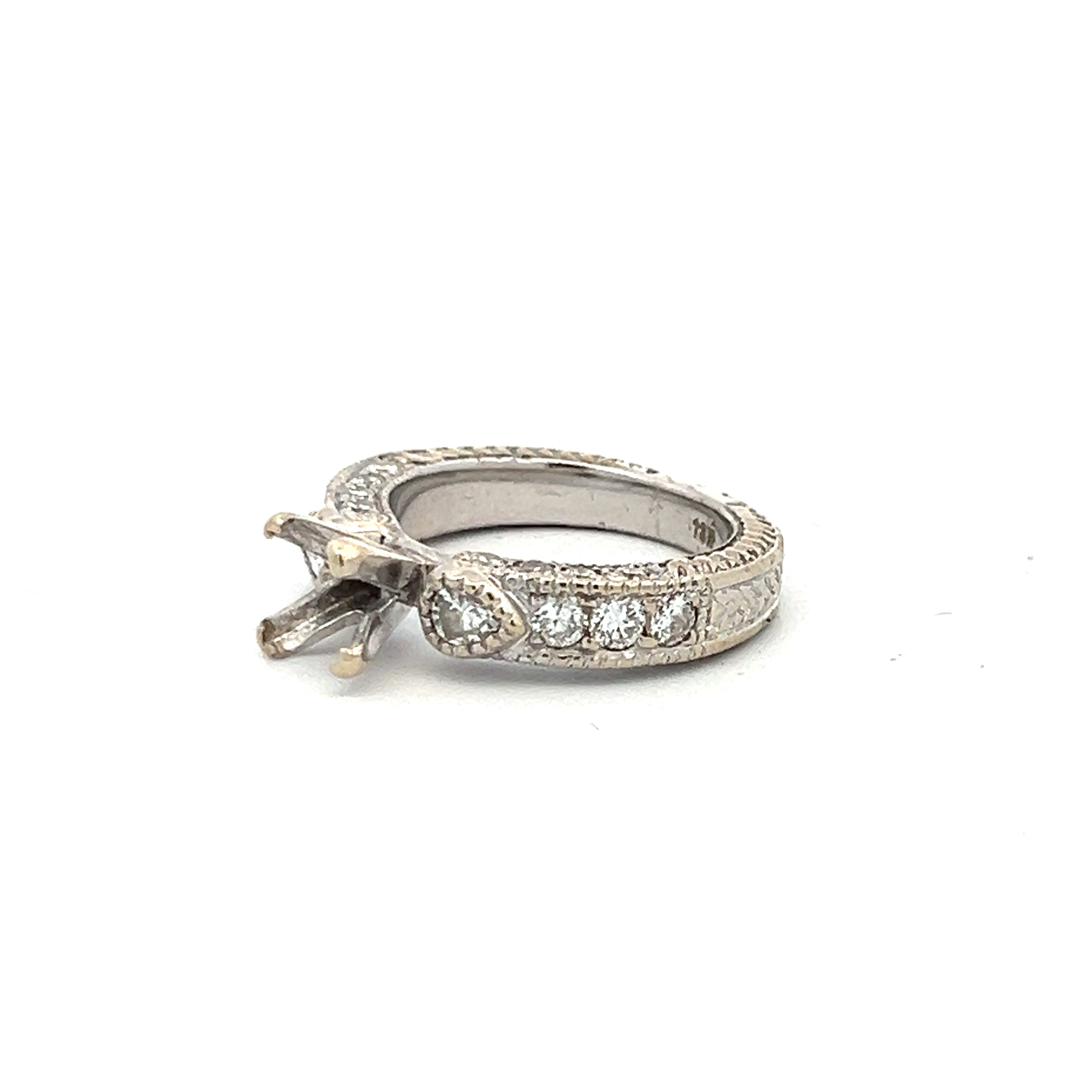 0.62 Carat Round & Pear Shape Diamond 18K White Gold Semi Mount Engagement Ring - Perfect for Proposals, Anniversaries & Bridal Jewelry