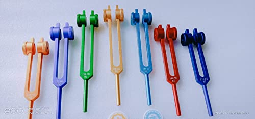 7-Piece Weighted Chakra Tuning Fork Set with Pouch & Mallet - Accurate Frequency Healing Tools for Energy Balance & Wellbeing - Perfect for Sound Therapy Beginners - Use for Meditation, Reiki, Yoga & Holistic Healing Sessions