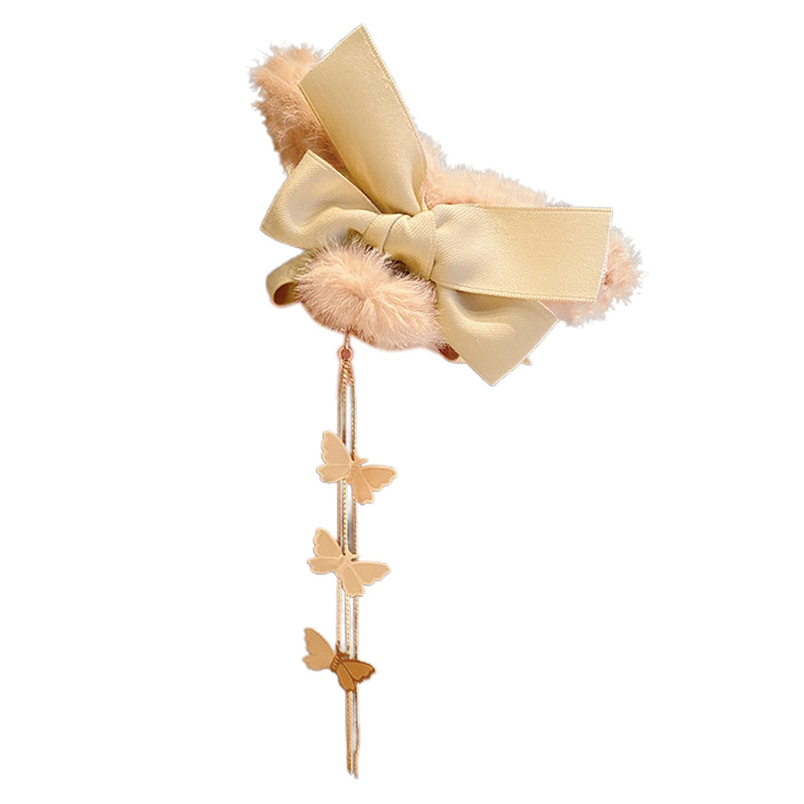 Korean Style Butterfly Hair Clips for Women - Cute Bow Long Faux Pearls Tassel Fluffy Hairpin Hair Accessories | Perfect for Parties, Weddings, and Everyday Styling
