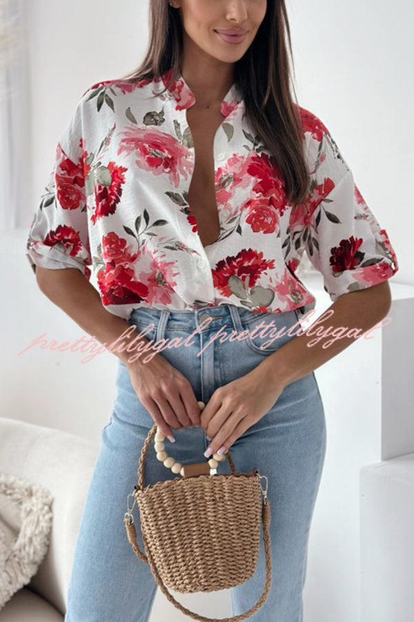 Stylish Floral Print Casual Shirt Top for Women - Summer Blouse with Comfortable Fit - Perfect for Office, Date Night & Weekend Outings
