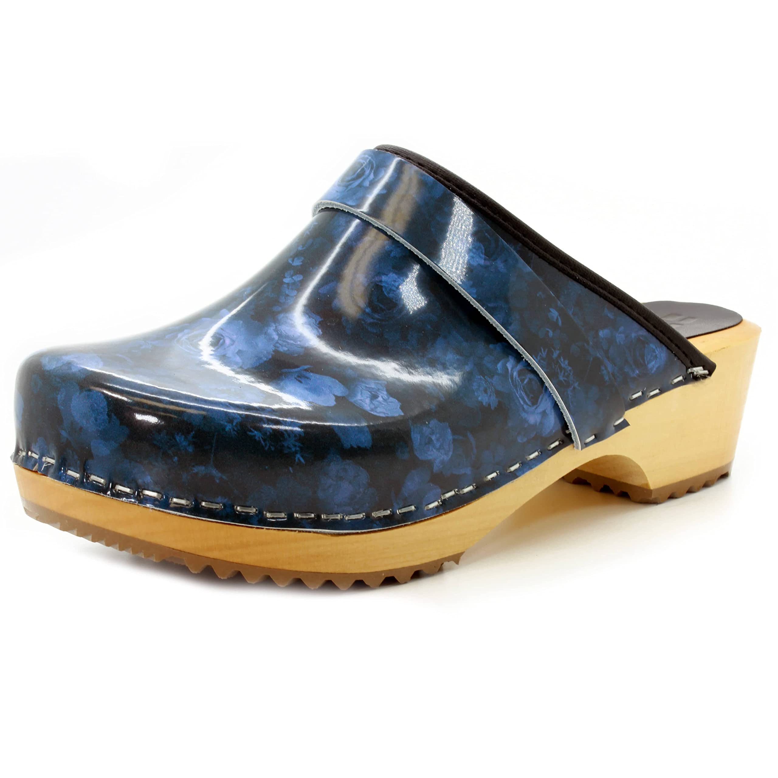 Bjork Maja Wooden Open Back Leather Clogs - Comfortable & Stylish Women's Sandals for Summer, Beach, Casual Outfits and Boho Fashion