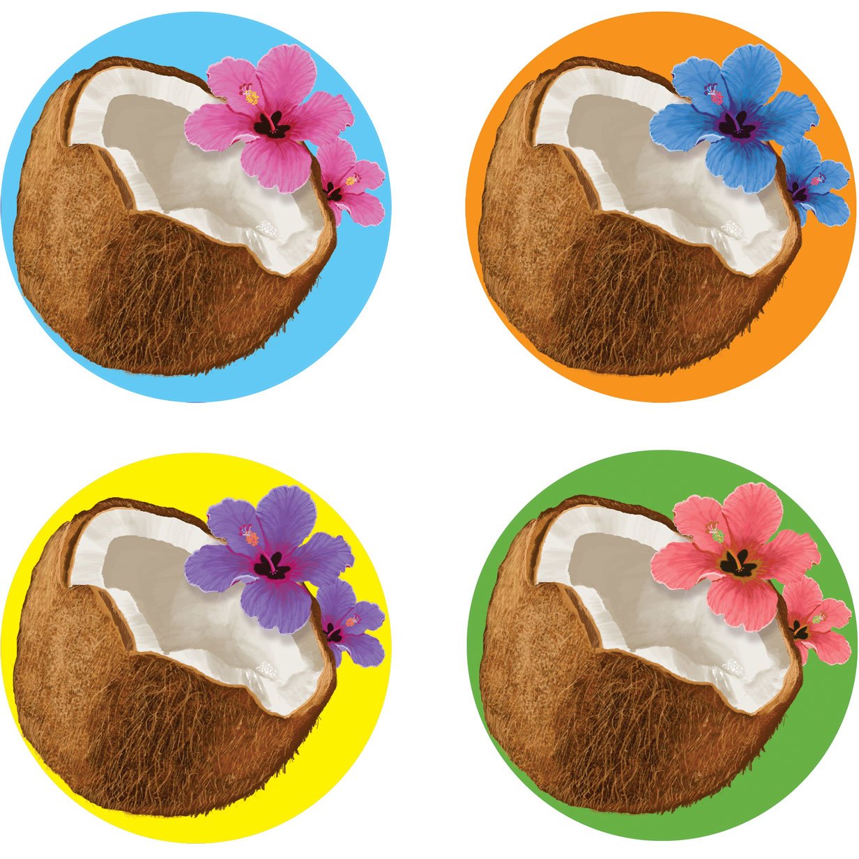 Natural Coconut Shell Coasters Set of 8 - Eco-Friendly Drink Coasters for Coffee, Wine & Beer - Assorted Colors - Perfect for Home, Bar & Restaurant Use