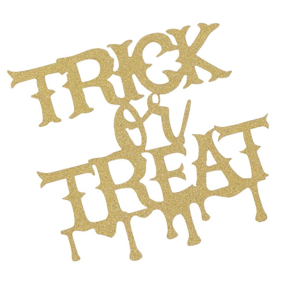 20pcs Halloween Cake Toppers - Gold TRICK or TREAT Cupcake Decorations for Halloween Party, Birthday, Baby Shower | Spooky Table Decor, Dessert Toppers for Cakes, Cookies & Cupcakes