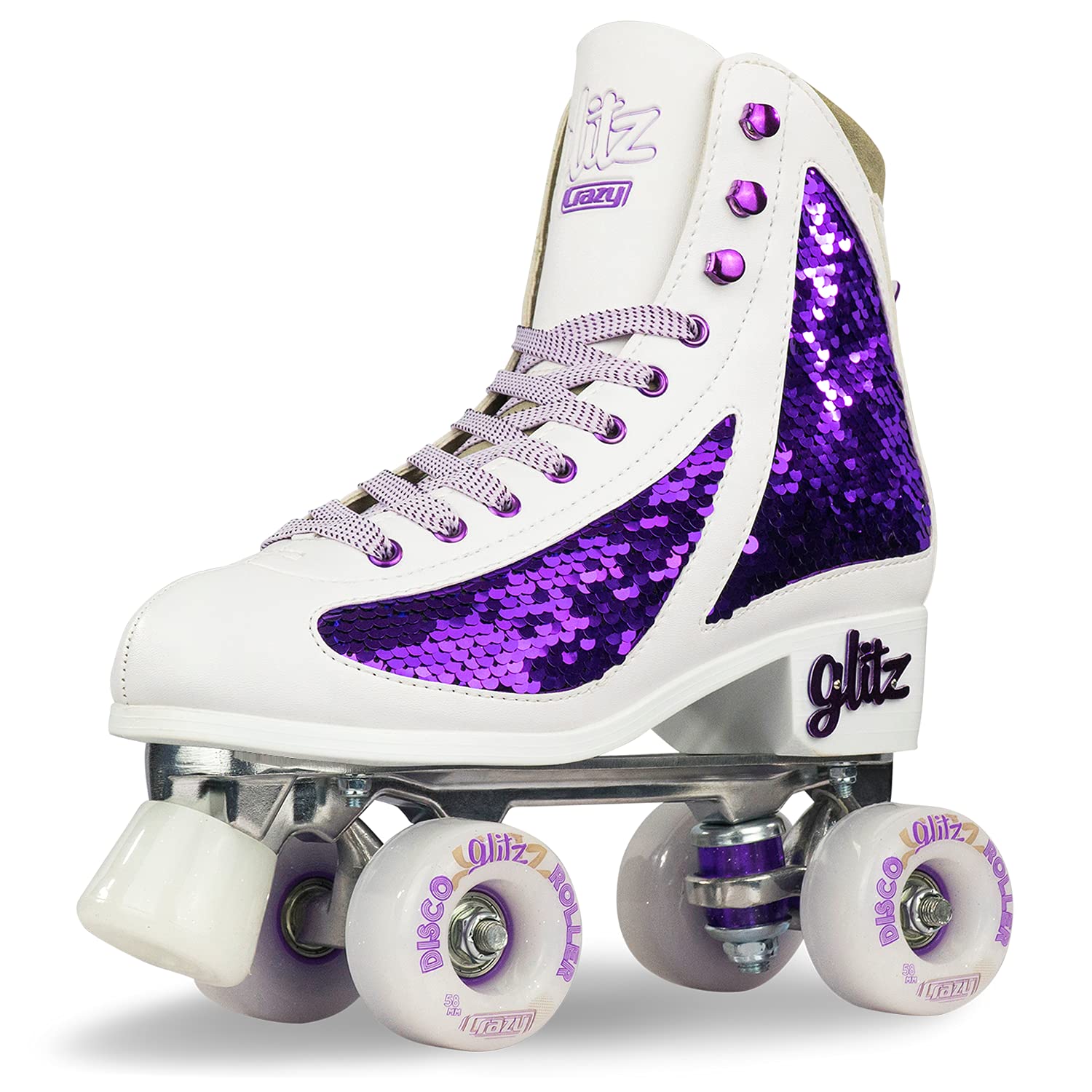 Glitz Roller Skates for Women & Girls - Adjustable or Fixed Sizes with Glitter Sparkle | Quad Skates for Outdoor Rinks, Roller Discos & Fitness | Crazy Skates Brand Rollerblades