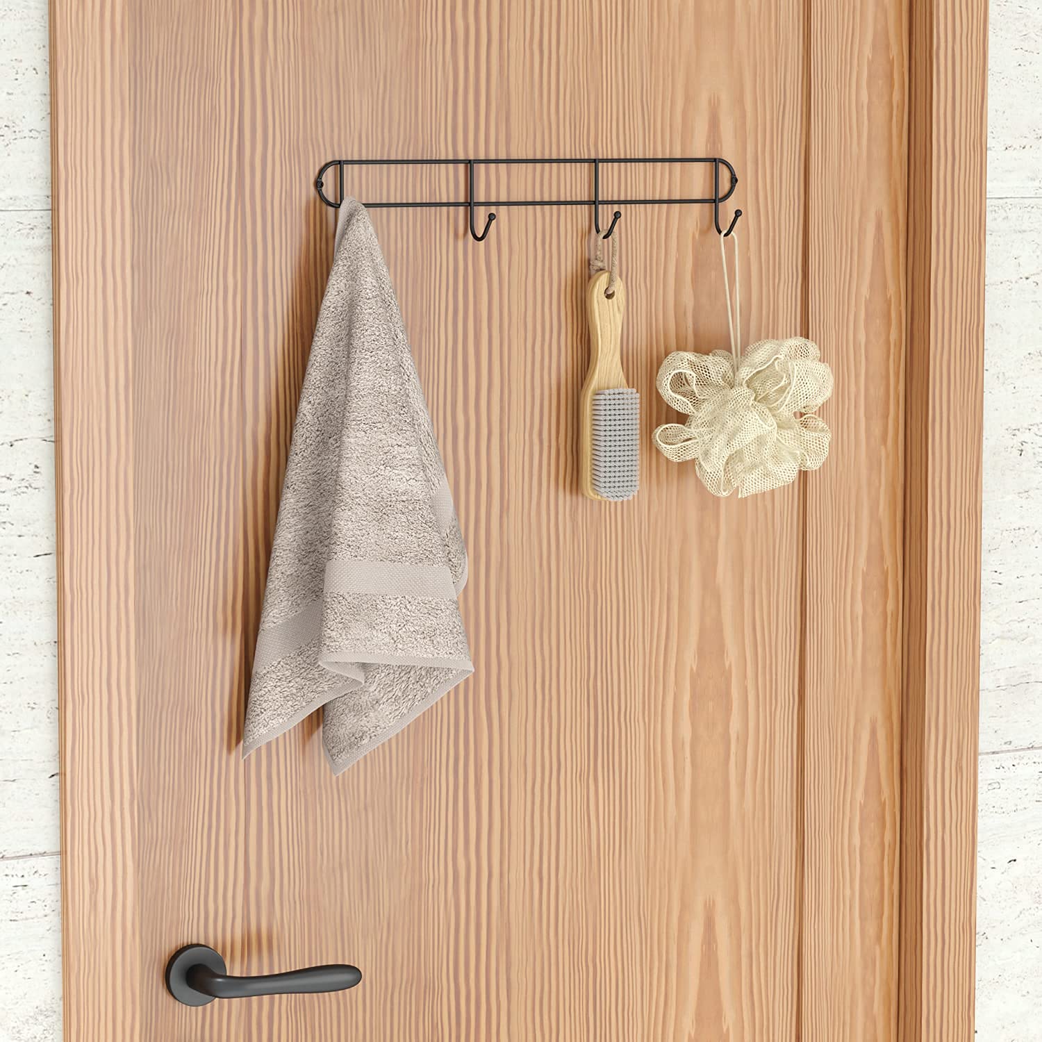 Wall Mounted Coffee Mug Rack - Rustic Farmhouse Mug Holder with Hooks for Kitchen, Tea Cup Organizer, Black (Set of 2) - Perfect for Small Space Storage & Coffee Bar Decor