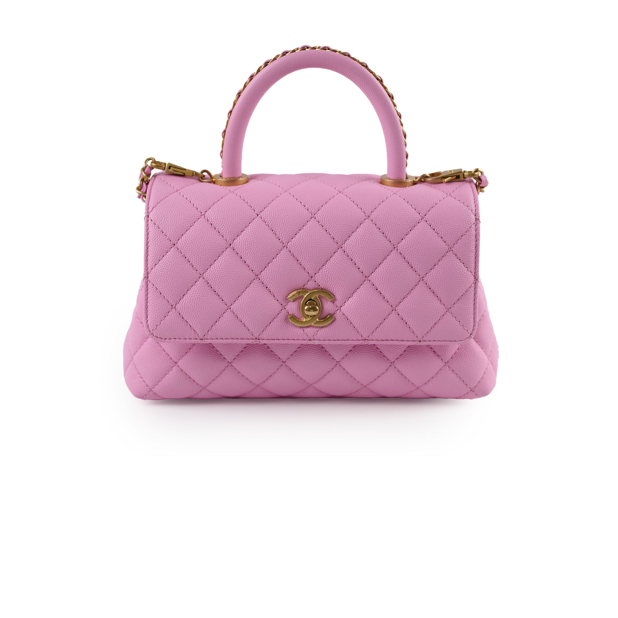 Authentic Chanel Small Coco Handle Bag in Pink Caviar Leather with Microchip - Perfect for Date Nights, Parties & Luxury Fashion Accessories