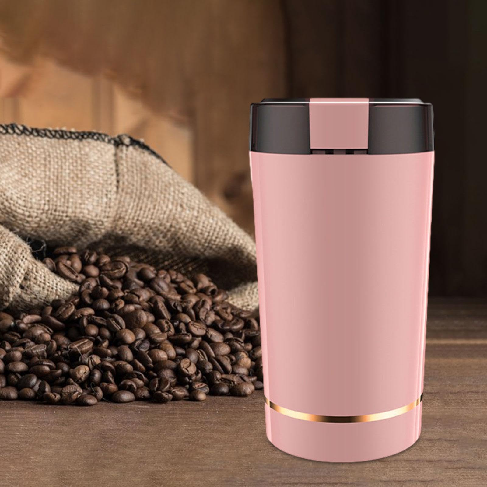 Premium Electric Coffee Grinder - Stainless Steel Blade for Coffee Beans & Spices, 220V Fast Grinding, Easy to Clean - Perfect for Home, Office & Kitchen Use (Pink)