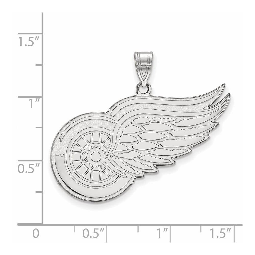 Detroit Red Wings 1 Inch XL Pendant Necklace - Sterling Silver Hockey Fan Jewelry for Men & Women - Perfect for Games, Gifts & Sports Enthusiasts