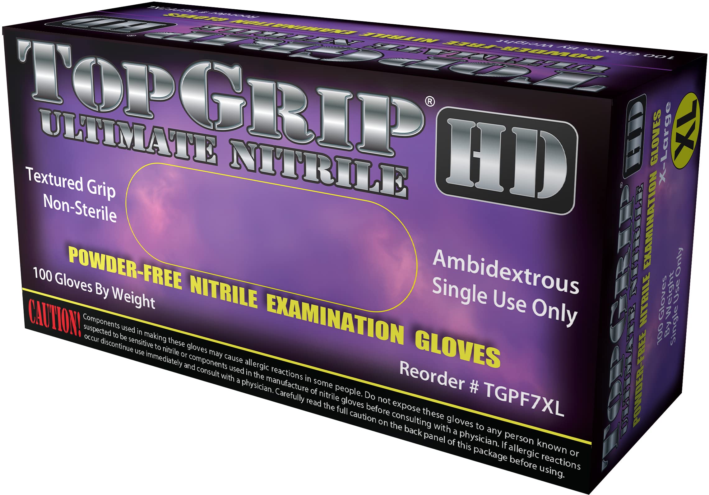 TopGrip HD 7 Mil Heavy-Duty Black Nitrile Exam Gloves - Disposable, Powder-Free, Latex-Free - Case of 1000, X-Large (XL) - Ideal for Medical, Dental, Tattoo, Food Service & Industrial Use